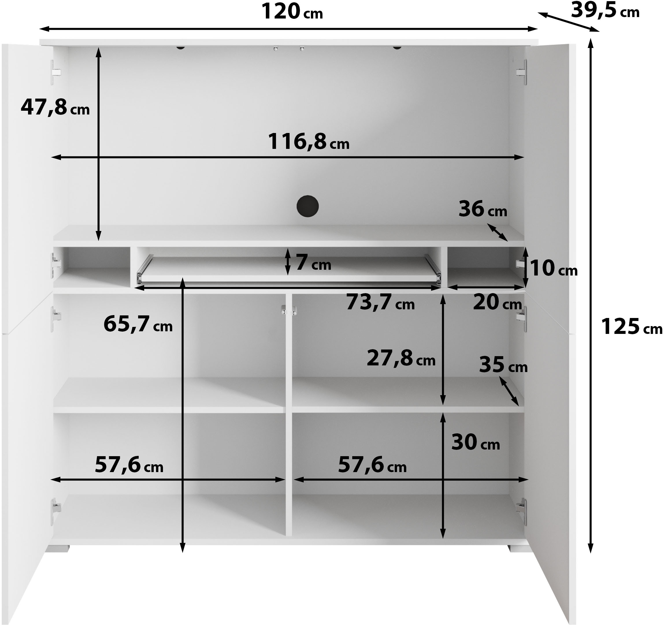 GOODproduct Armoire pour PC »Kenia, Sekretär, Home Office« 1 cuis tlg. avec push-to-open, tiroir clavier et rangement pratique