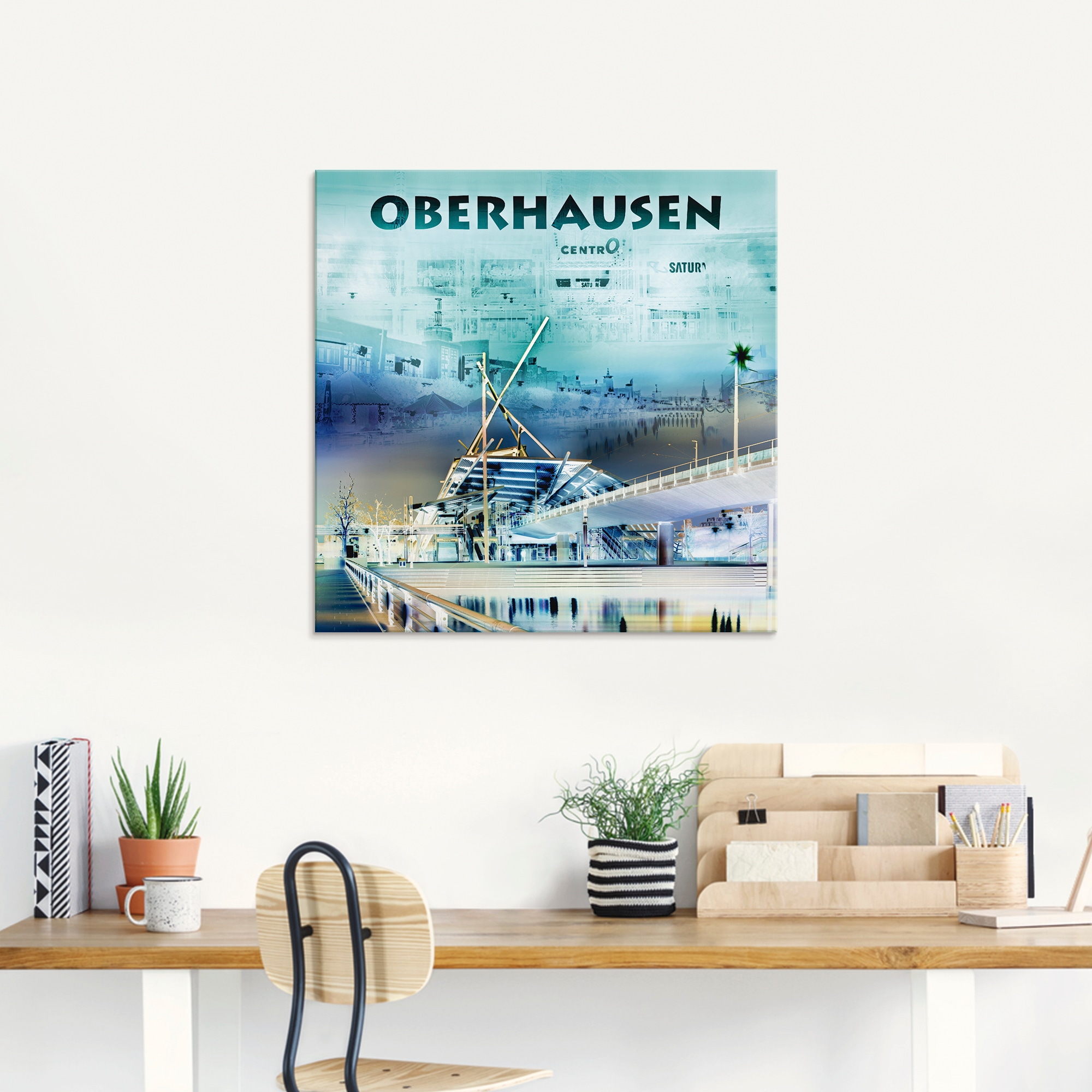 Artland Glasbild »Oberhausen Skyline Abstrakte Collage«, Deutschland, (1 St.), in verschiedenen Grössen