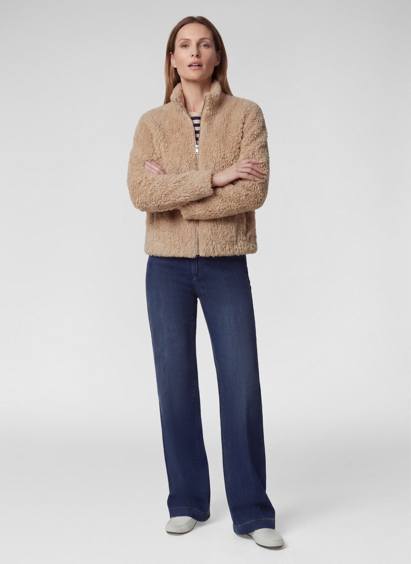 Rabe Veste en fausse fourrure sans capuche aspect peluche teddy et col montant