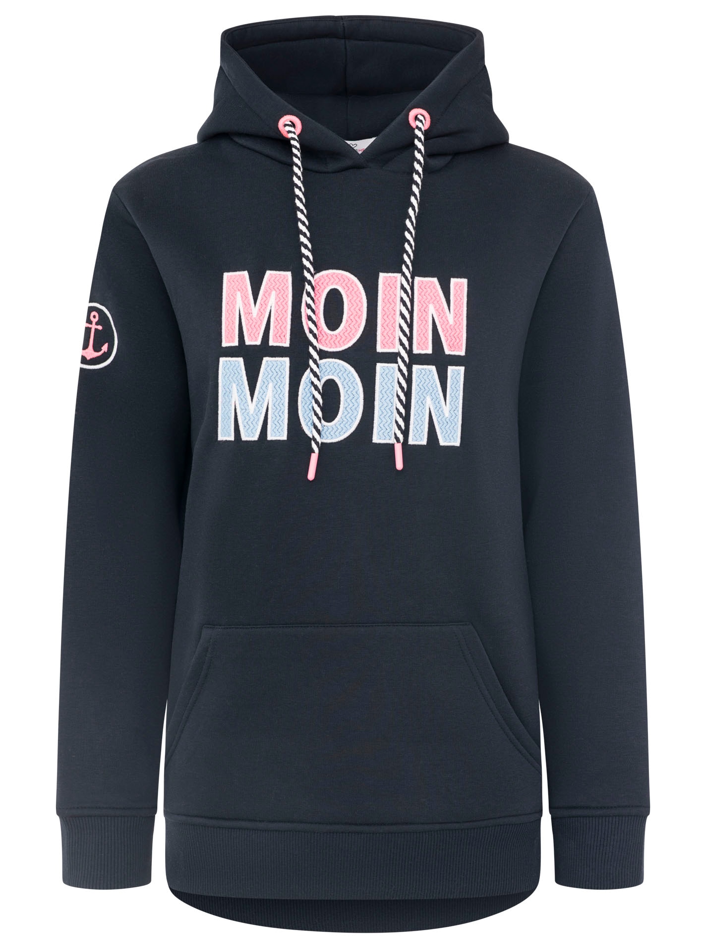 Zwillingsherz Hoodie »"Moin Moin"«, auffälliges Front Logo, Anker am Arm, Kapuze mit Kordel, Kängurutasche
