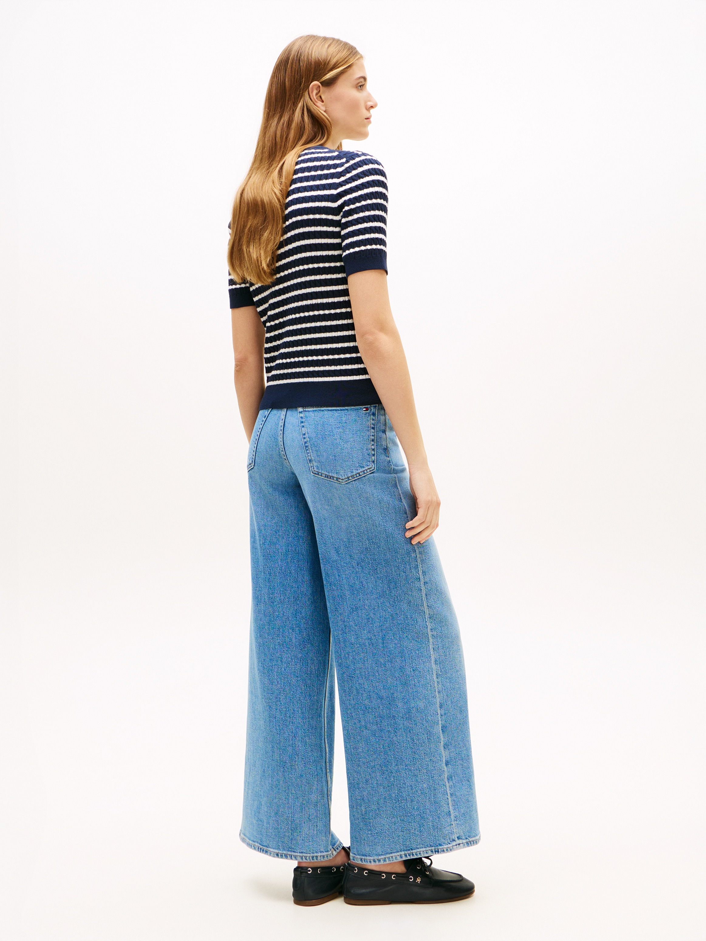 Tommy Hilfiger Strickpullover »CO CABLE FINE GG SS HENLEY« mit Zopfmuster