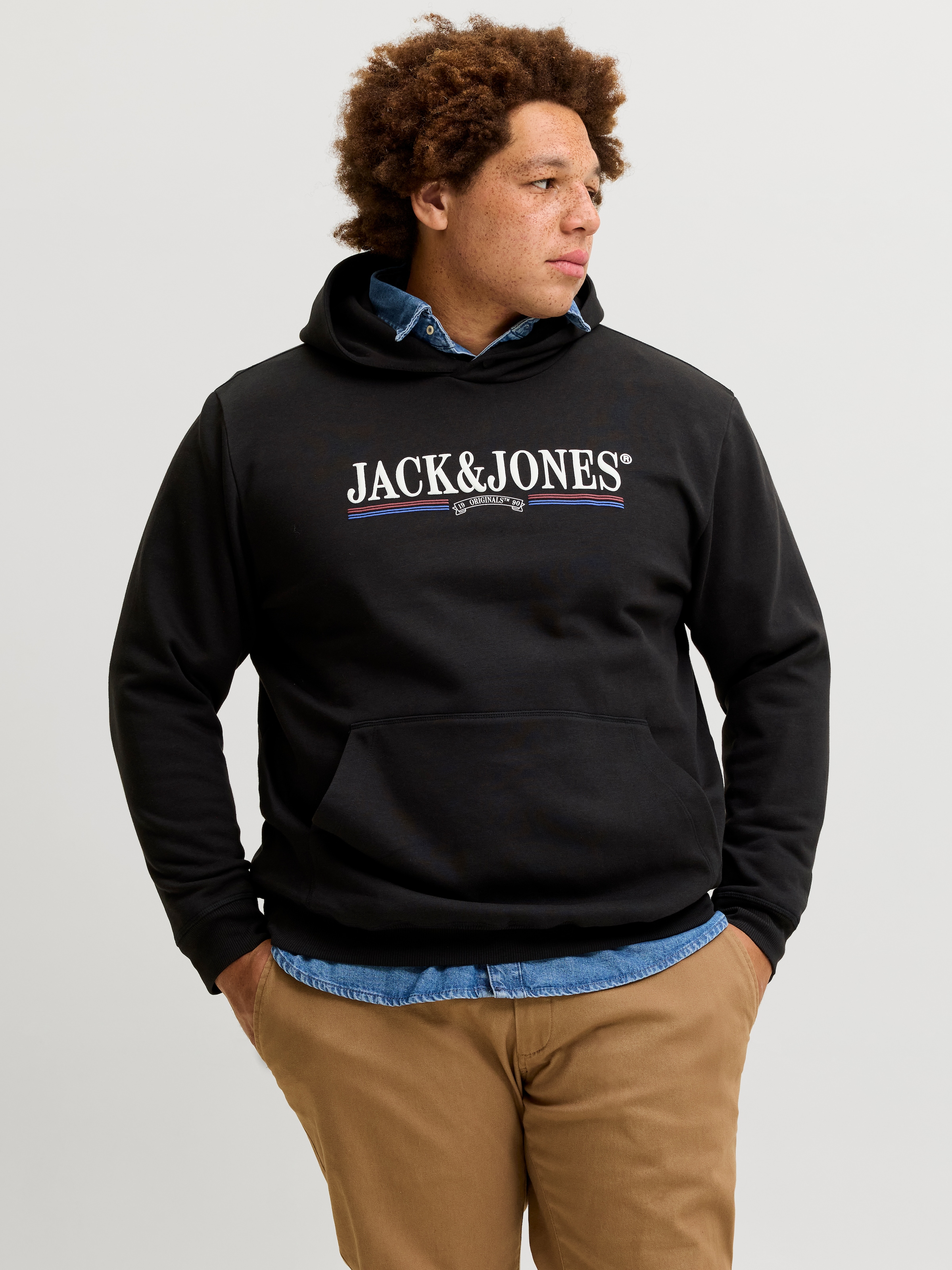 Image of Jack & Jones PlusSize Kapuzensweatshirt "JORFREDERIKSBERG GRAPHIC BOX SWEAT H PLS", Baumwollmischung, regular fit