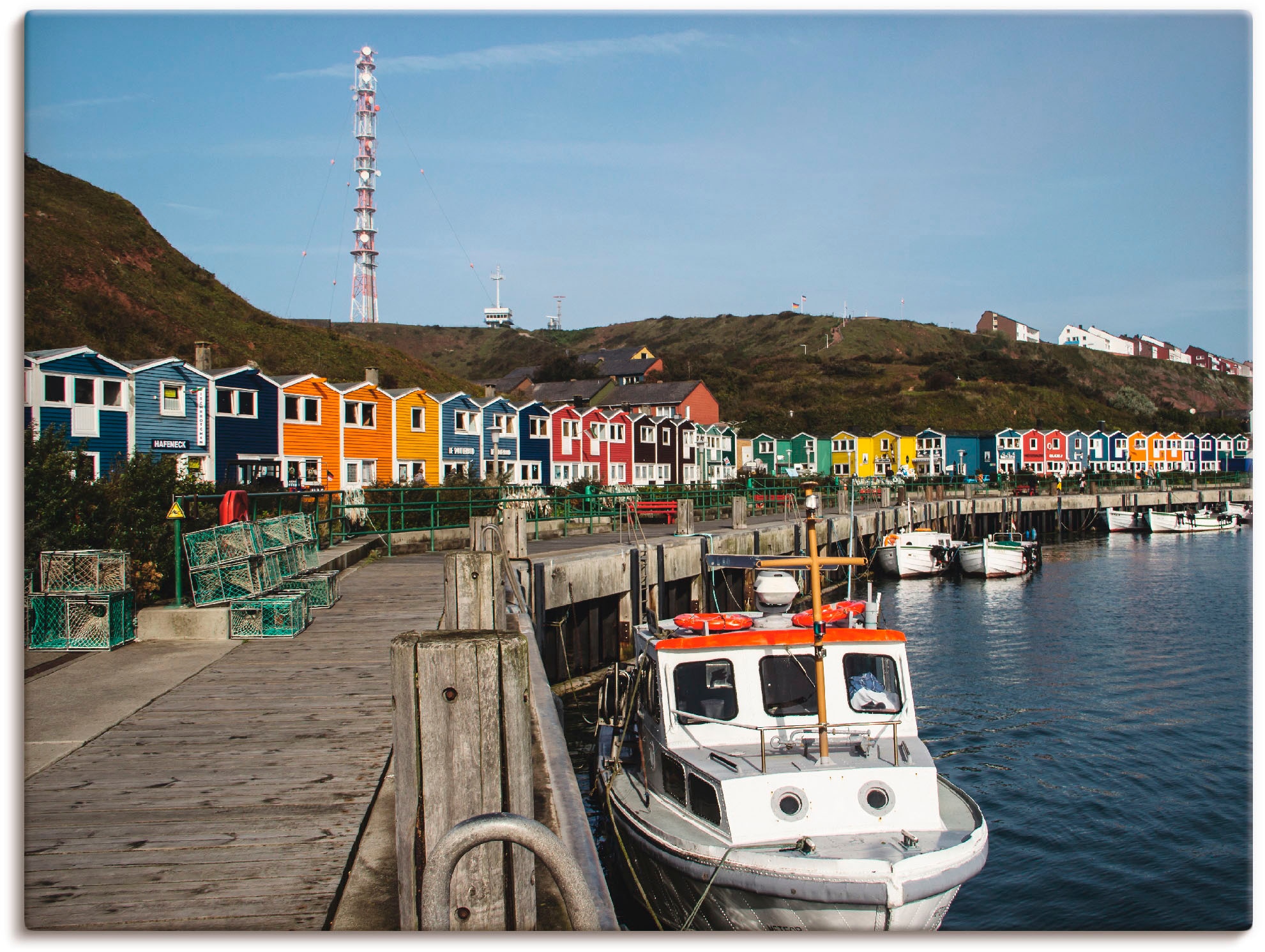 Image of Artland Leinwandbild "Der Hafen von Helgoland" Boote & Schiffe 1 Stk. tlg. auf Holzrahmen gespannt