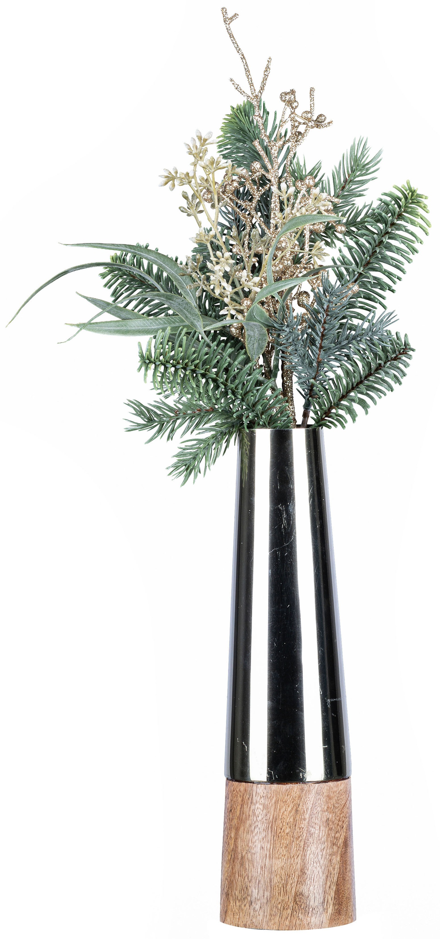 Image of Creativ deco Dekovase, (Set, 2 St., 1 Vase, 1 Bouquet), mit hübschem Tannen-Mix-Bouquet bei Ackermann Versand Schweiz