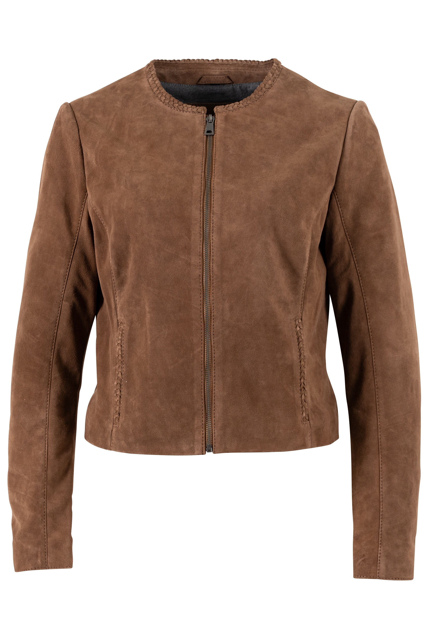 Mauritius Veste en cuir »MWZainu« Veste courte avec détails tressés