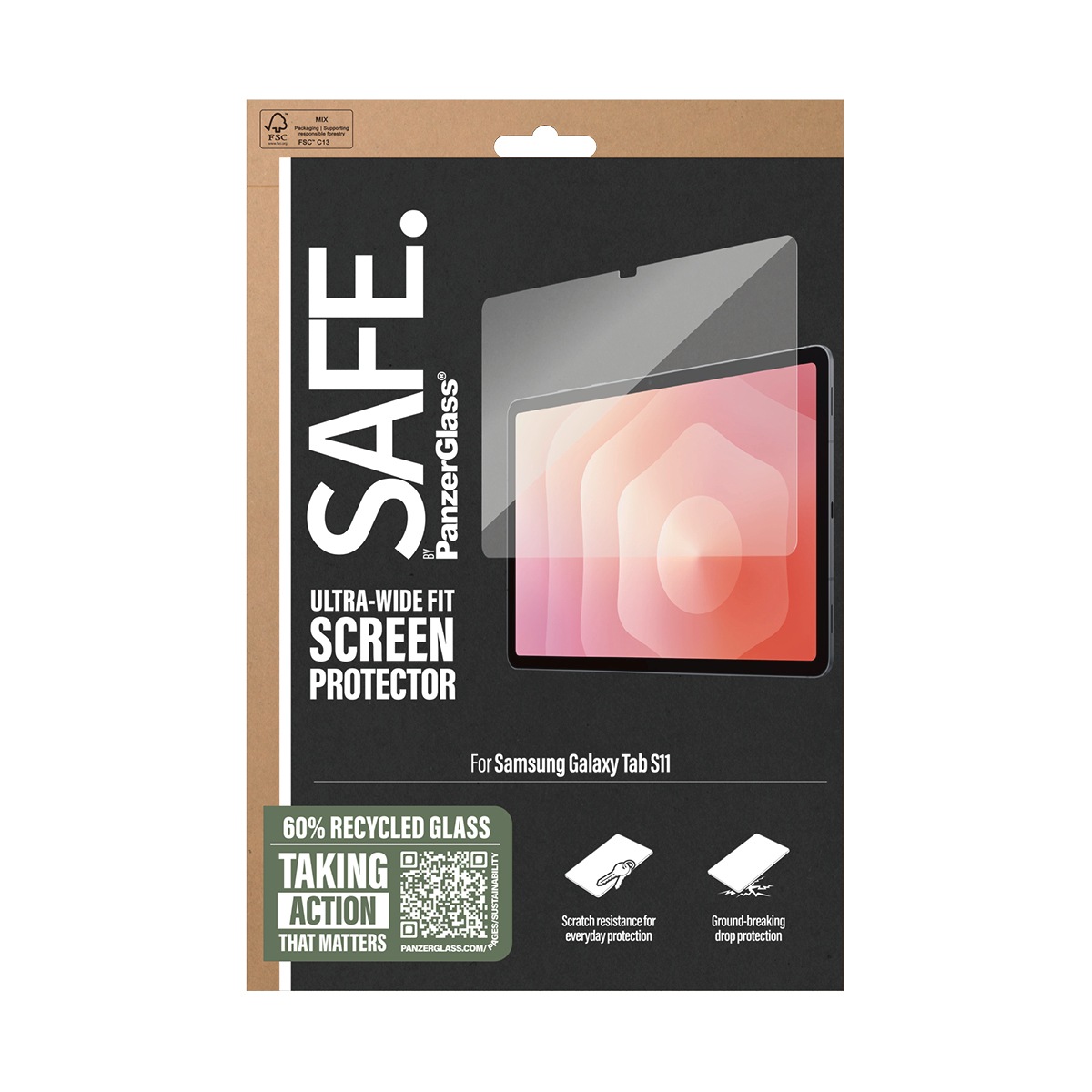 SAFE by PanzerGlass Displayschutzglas »Ultra-Wide Fit Screen Protector« für Samsung Galaxy Tab S11 Displayschutzfolie, Schutzfolie, Bildschirmschutz, kratz- & stossfest