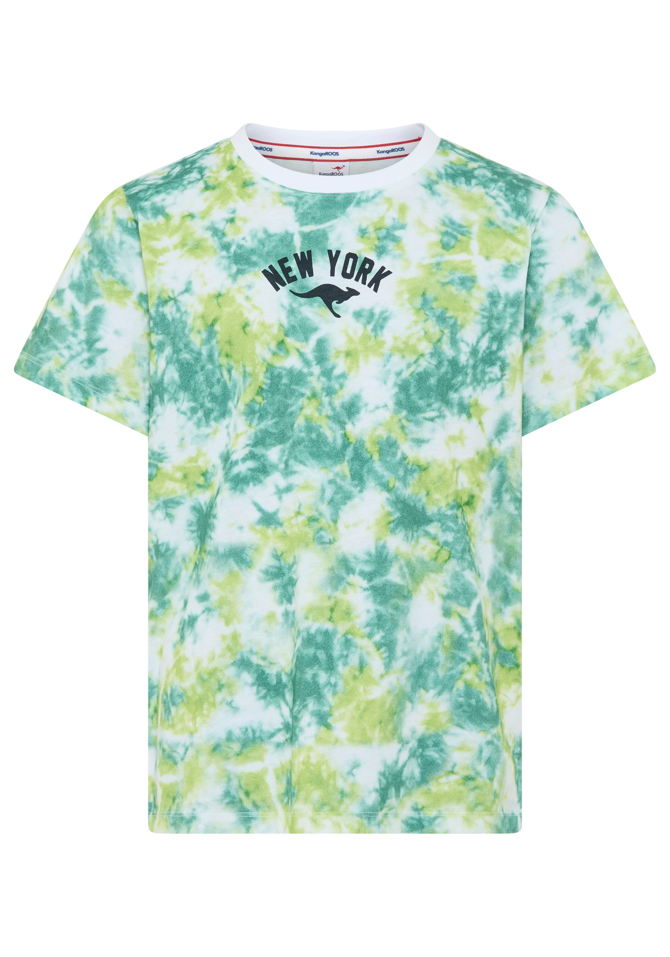 KangaROOS T-shirt »Kangaroos T-Shirt Batik-Optik« Basic Passform, Kurzarm, mit Batikmuster und Allover-Druck