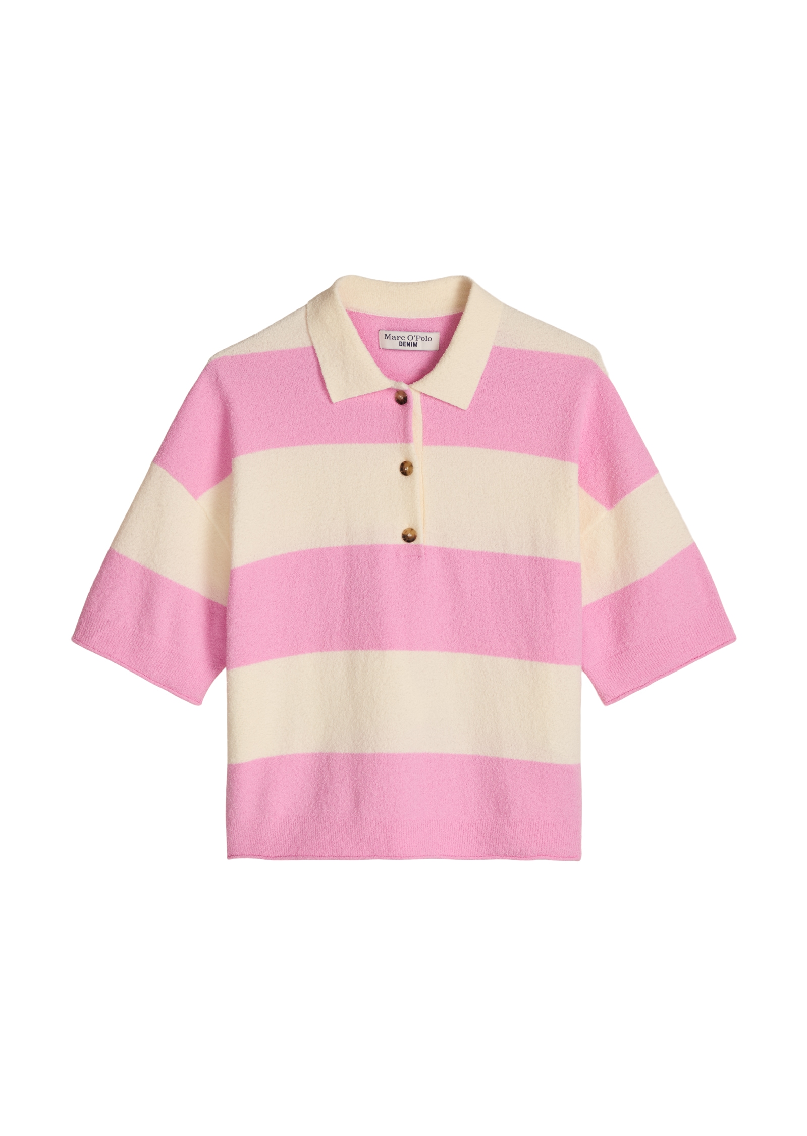 Marc O'Polo DENIM Poloshirt regular aus Crinkled Organic Cotton-Mix, Strick, mit Blockstreifen