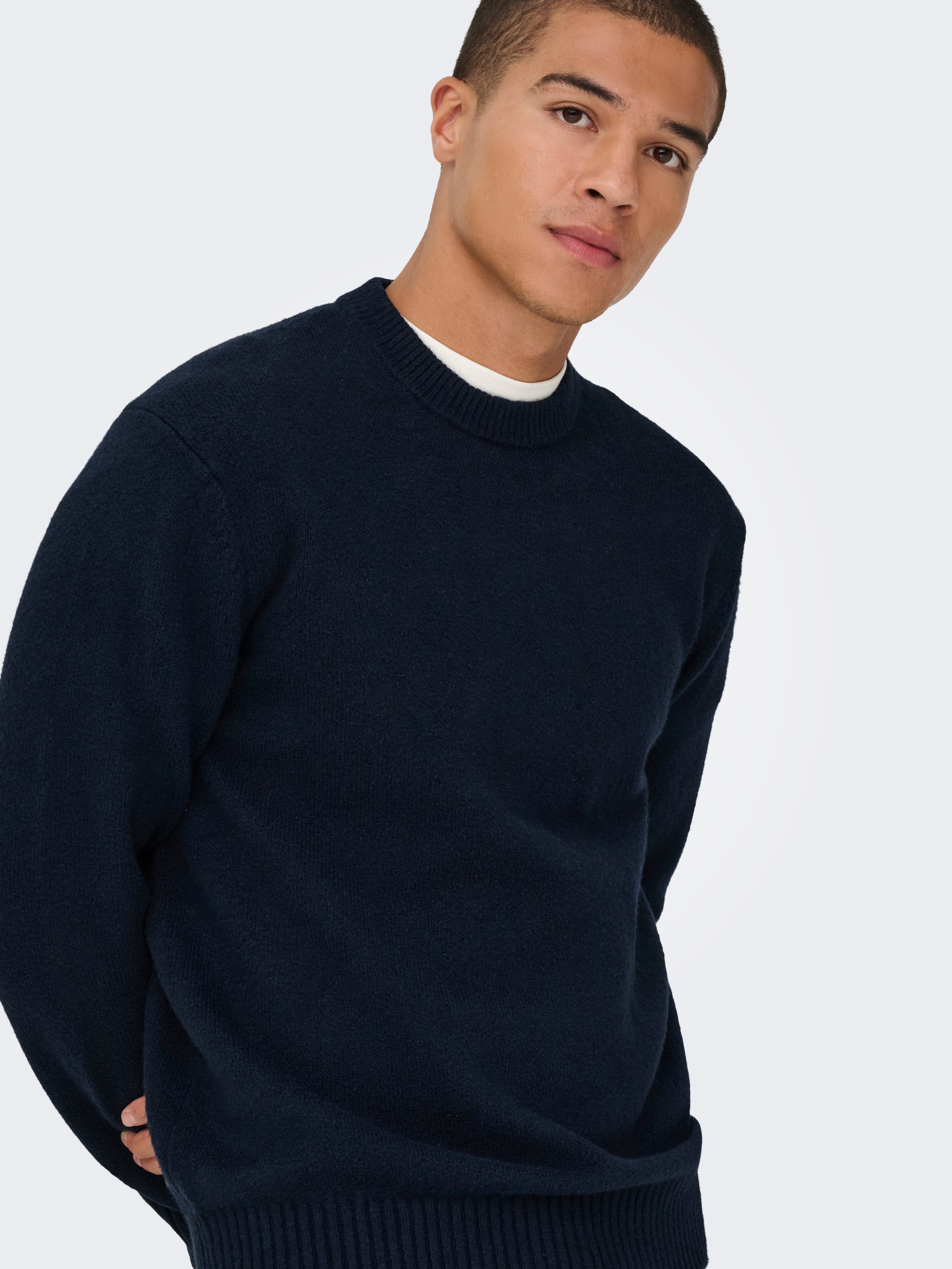 ONLY & SONS Pull à col rond »ONSJAMES RLX CREW KNIT« mélange coton, coupe décontractée
