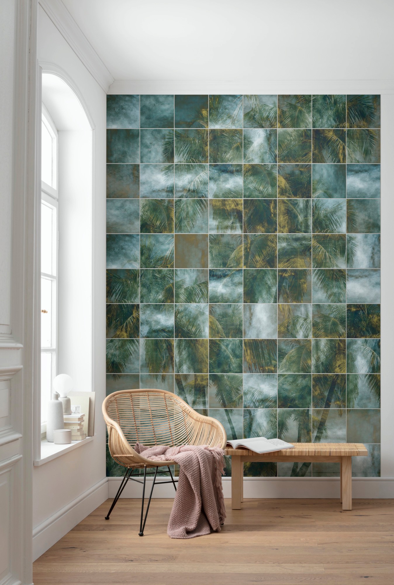 Komar Vliestapete »Digitaldruck Vlies - Palm Puzzle - Grösse 200 x 280 cm«, bedruckt, Wohnzimmer, Schlafzimmer