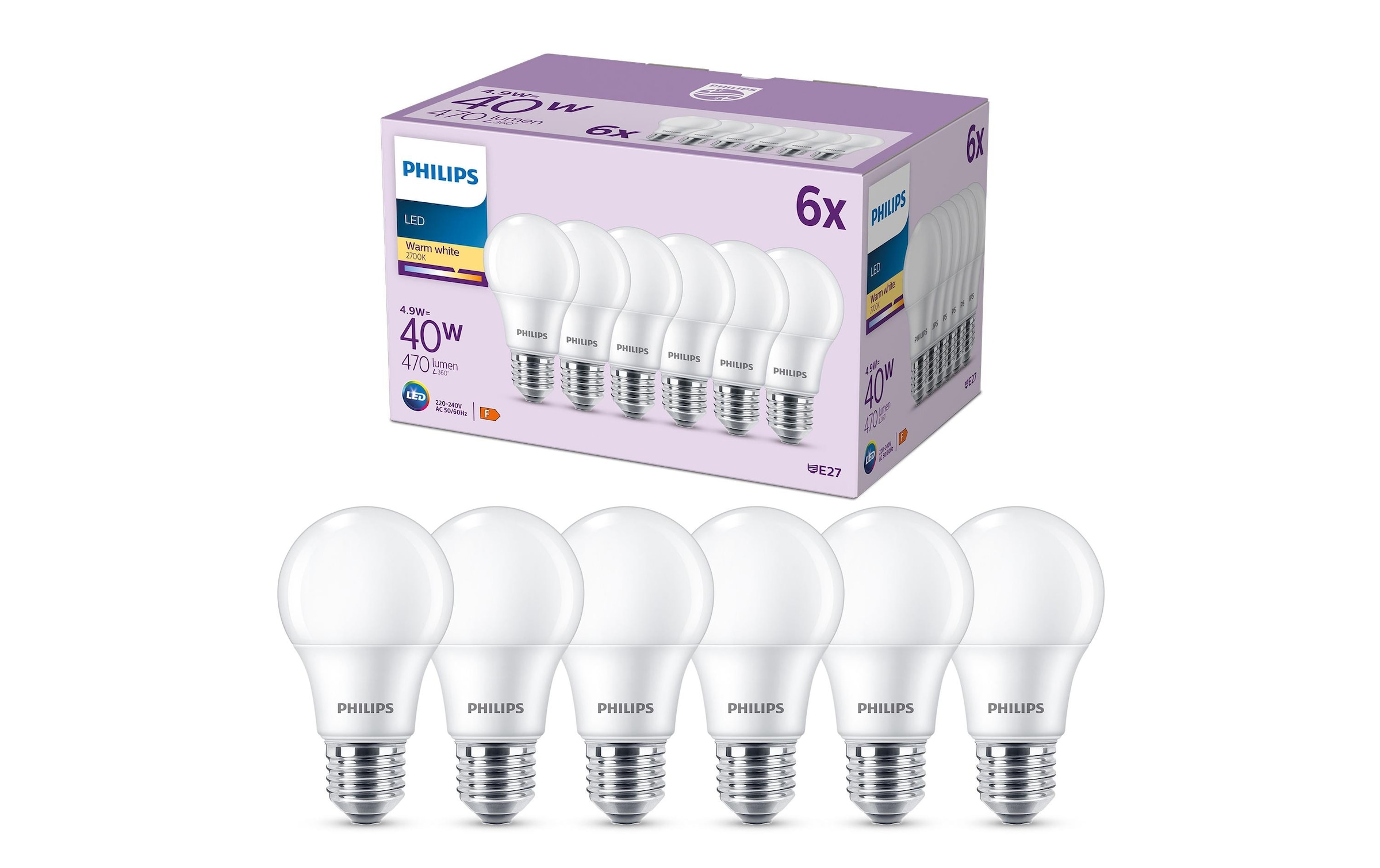 LED-Leuchtmittel »(40W), 4.9W, E27, War«, E27, Warmweiss