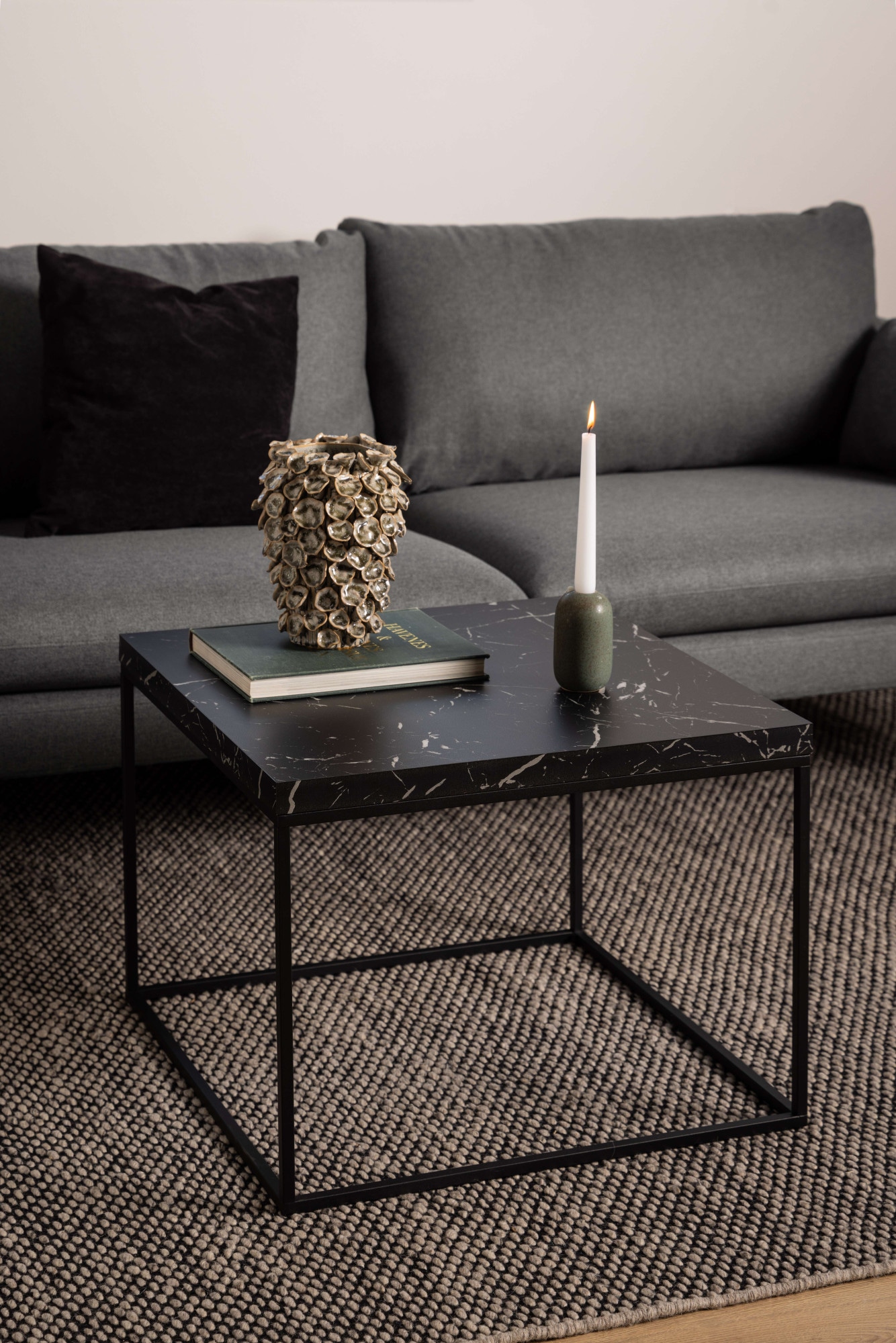 ACTONA GROUP 1100000002199 »Barossa, Wohnzimmer-Tisch, quadratisch, in Steinoptik, Modern« Steinoptik, schwarze Stahlbeine, in mehreren Varianten, B: 60 cm