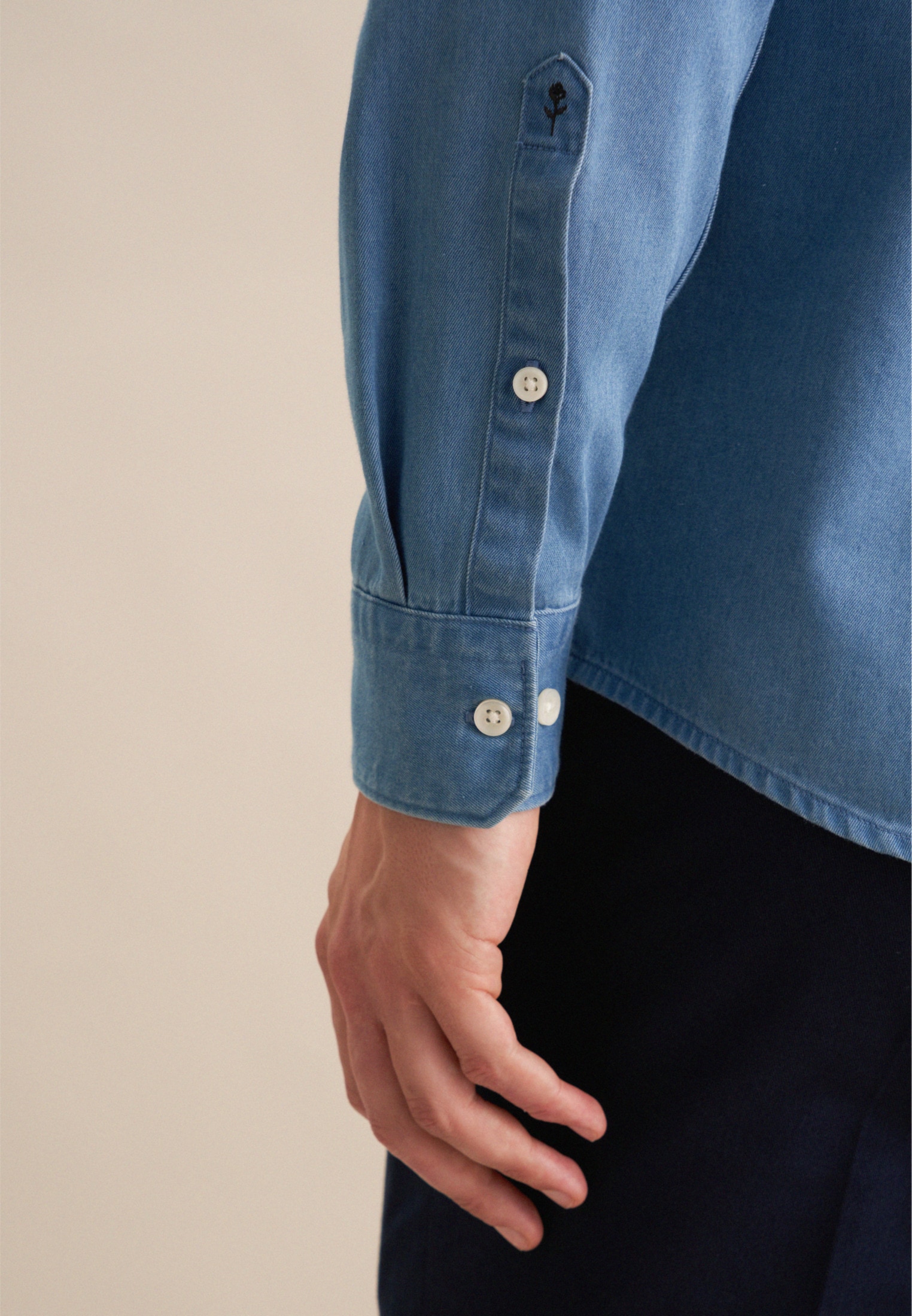 seidenstickerJeanshemd, Regular Kentkragen Denim