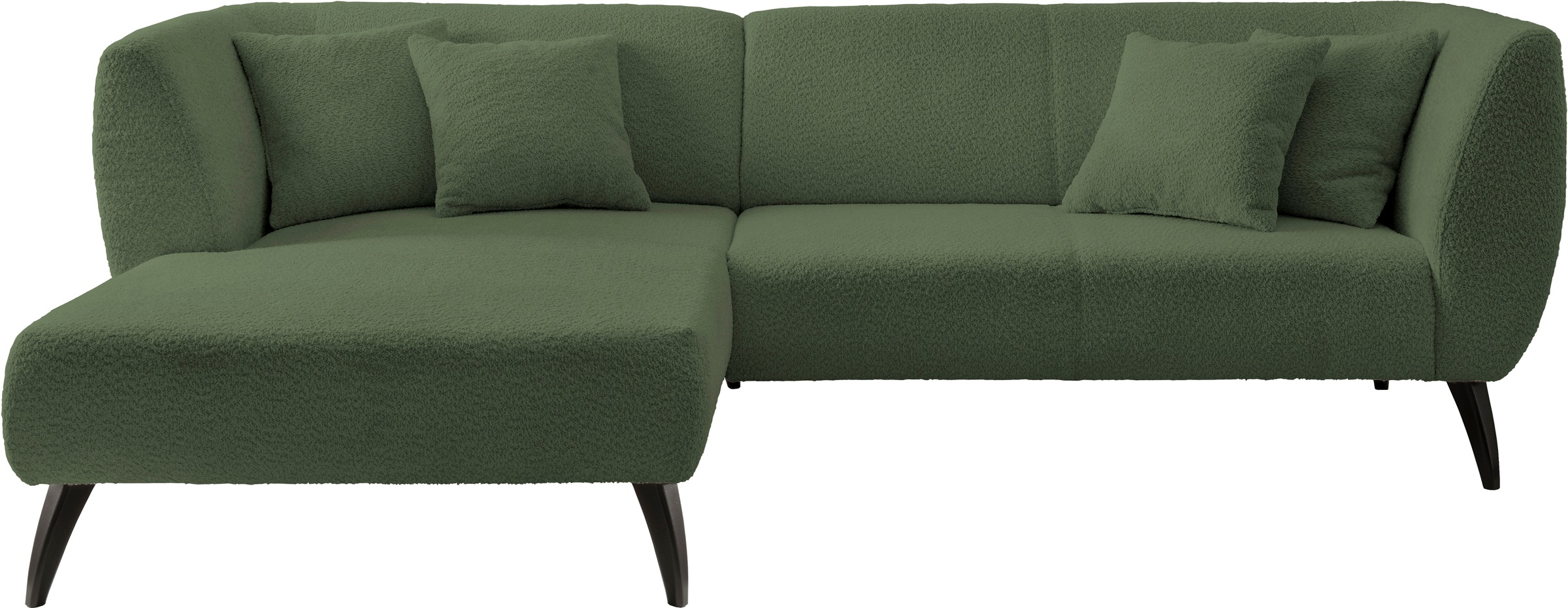 INOSIGN Ecksofa »Colori L-Form«, Holzfussfarbe wählbar, inkl. 4x Zierkissen