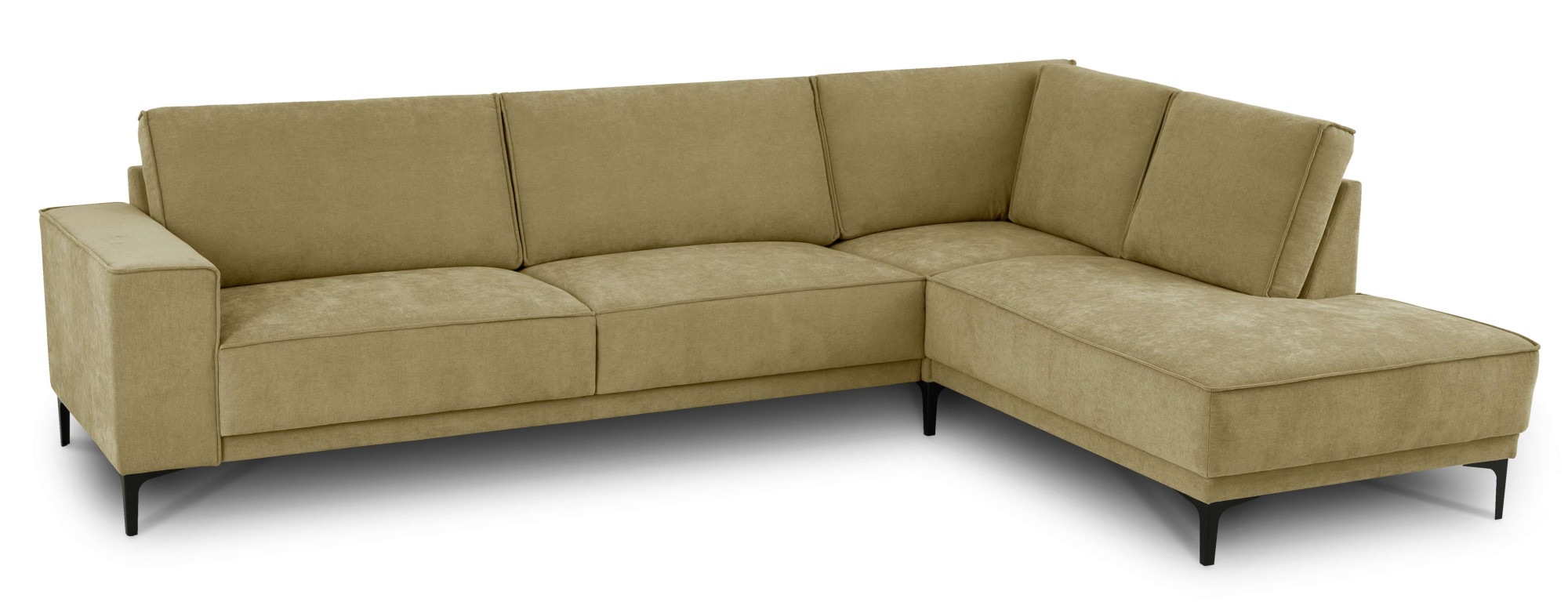 Places of Style Ecksofa »Polsterecke Oland, Struktur, Flachgewebe, Luxus-Microfaser, Boucle«, L-Form, 289 cm, Wellenunterfederung, Skandi-Design, Metallfüsse