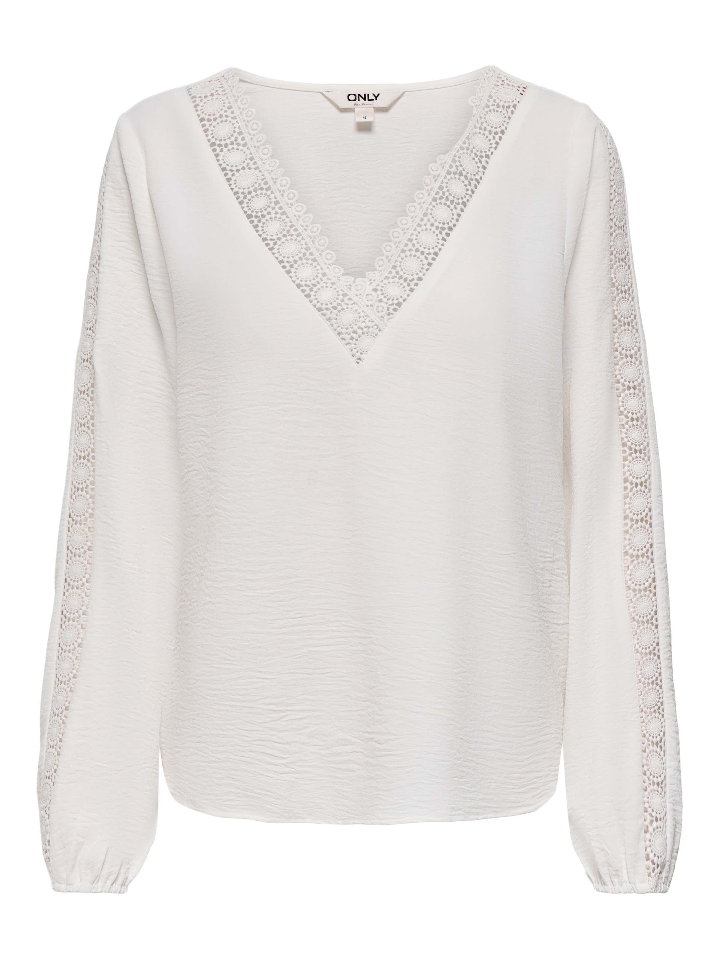ONLY Blouse à manches longues »ONLGREGOR METTE LS LACE TOP WVN« Kunstfaser, regular fit, V-Ausschnitt, Regular Waist