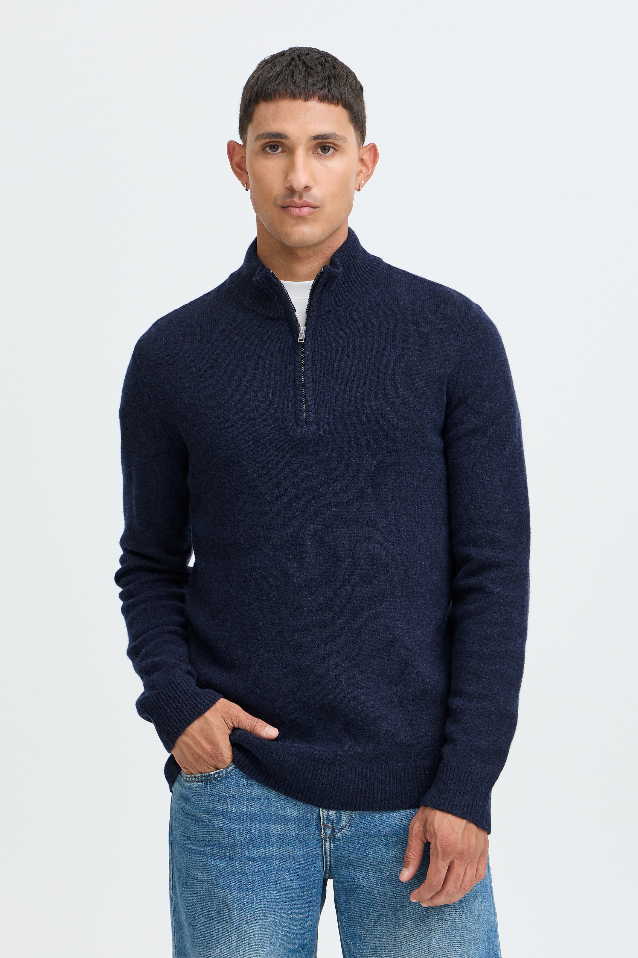 Image of Blend Troyer "BHBRANKO HALFZIPP KNIT NOOS" Wollmischung, regular fit