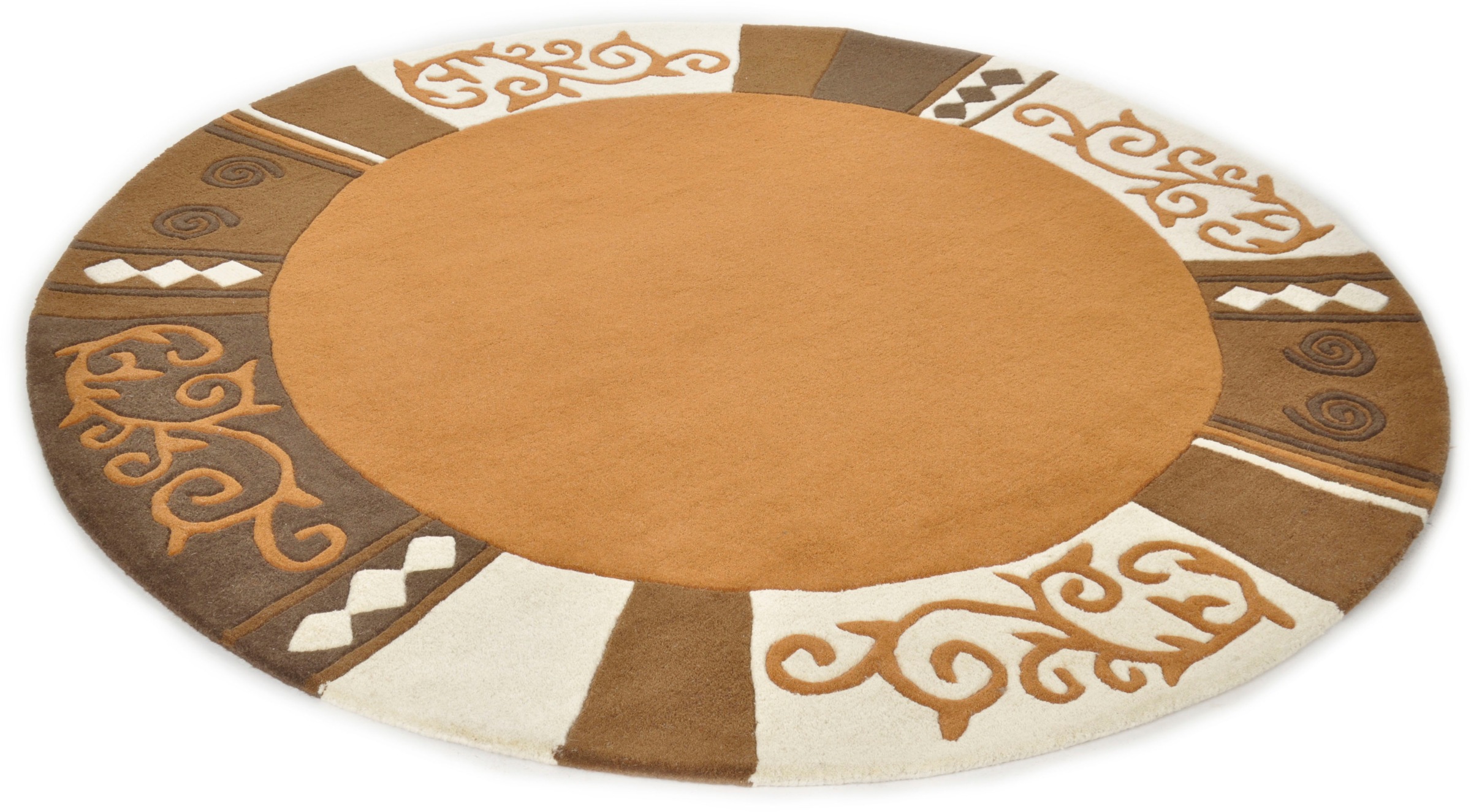 THEKO Wollteppich »Ambadi« rund 14 mm Höhe reine Schurwolle, handgetuftet, mit Bordüre, modern