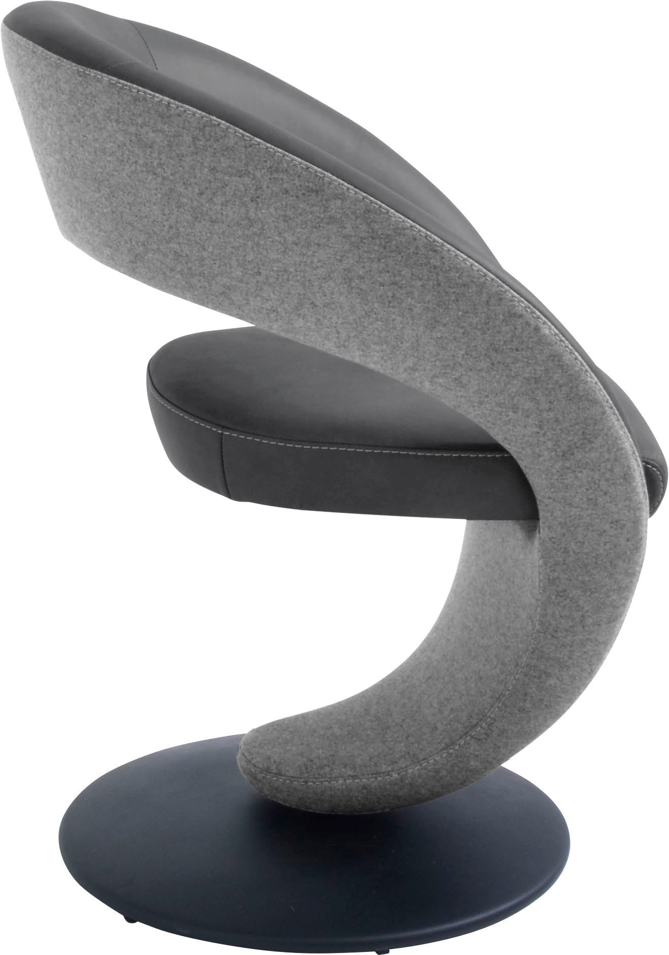 K+W Komfort & Wohnen Chaise de salle à manger »Wave, Drehstuhl, Polsterstuhl« () fauteuil design pivotant, plateau tournant métal noir, combinaison de couleurs