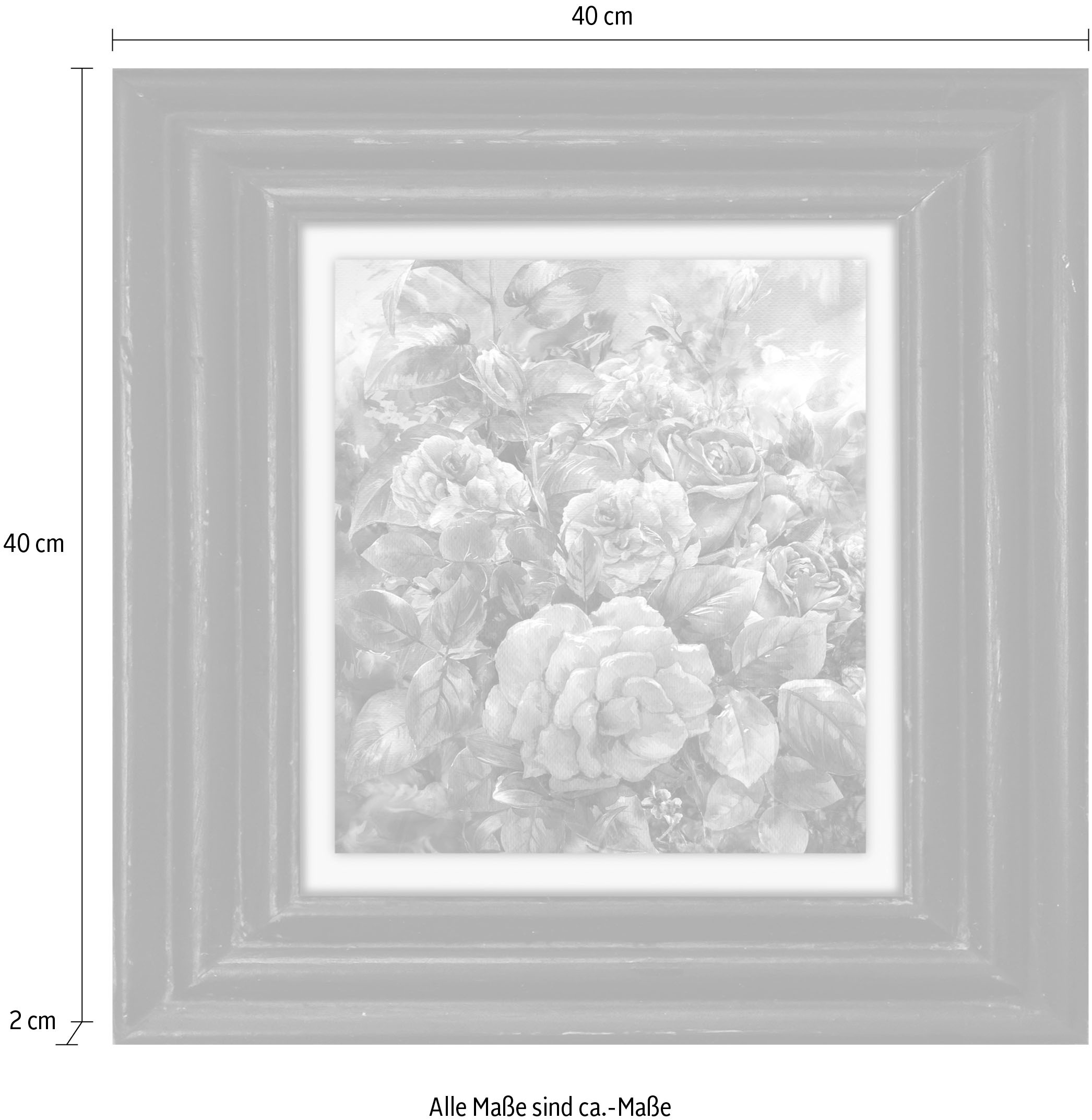 queence Leinwandbild »Blumen«, Kunst-Blumen-Blumenbilder-Stillleben-Garten-Gartenbilder, Premium-Leinwandstoff, Handarbeit aus Deutschland, 40x40cm