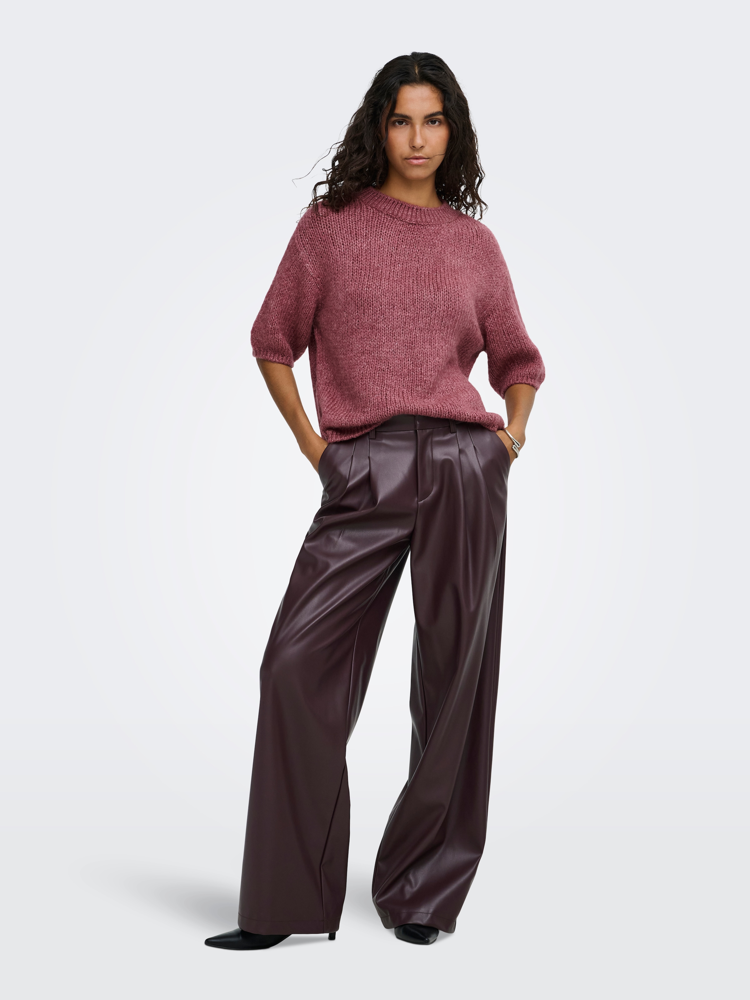 JDY Pull en tricot »JDYDICTE S/S PULL O-NECK KNT NOOS« fibre synthétique, coupe ajustée tricotée