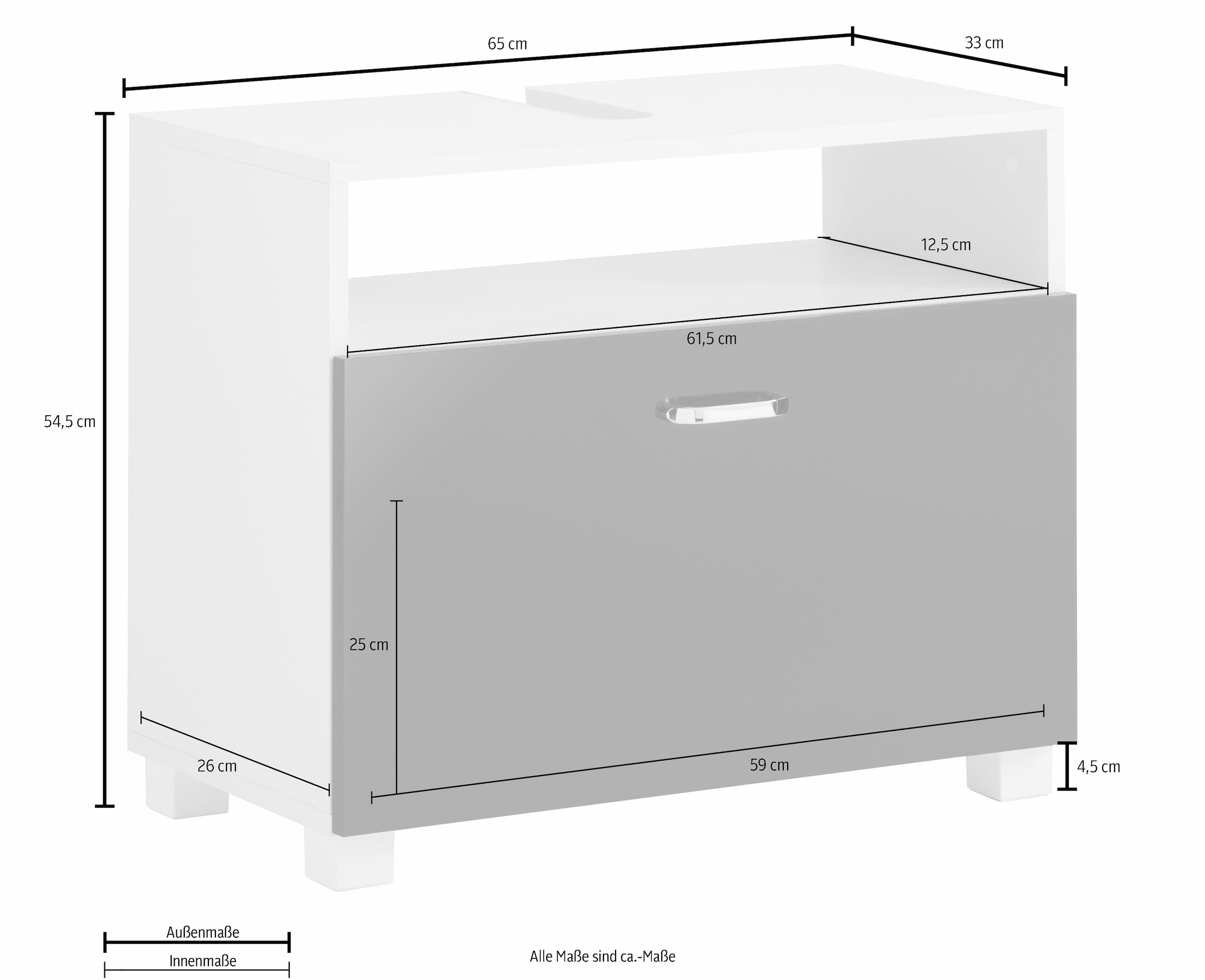 Schildmeyer Waschbeckenunterschrank »Colli«, Höhe 54,5 cm, Badezimmerschrank mit Metallgriffen und grosser Schublade