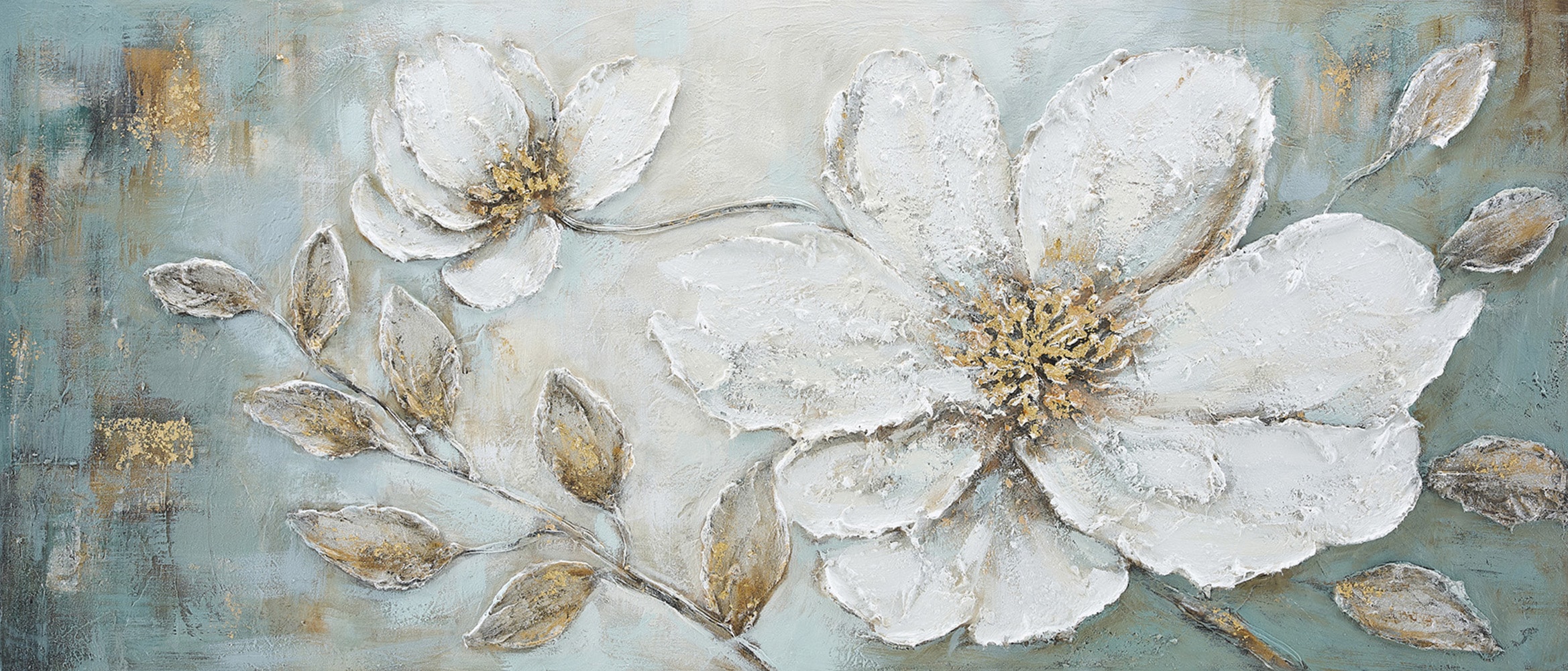 Image of Bönninghoff Ölgemälde "handarbeit BLUMEN XXL 60x140 cm – Wandbild Kunst Deko modern" Blumen Blumenbilder handgefertigt, jedes Bild ein Unikat