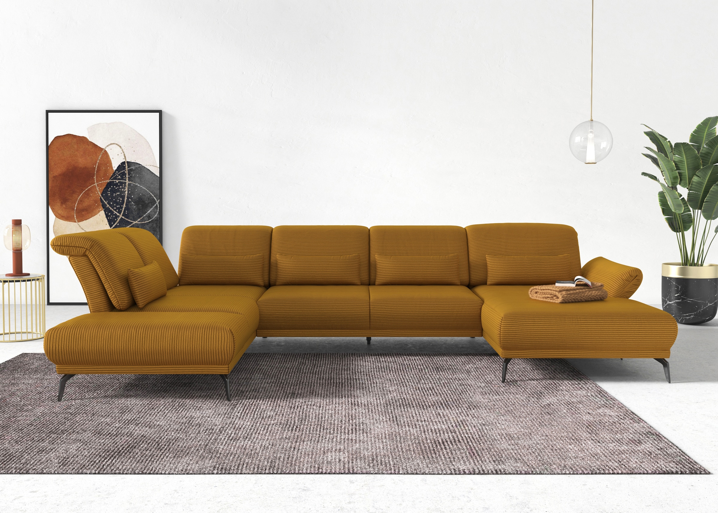 INOSIGN Wohnlandschaft »Coco U-Form«, Sitztiefen-, Arm- und Kopfteilverstellung, Cord-Bezug, Fusshöhe 15 cm