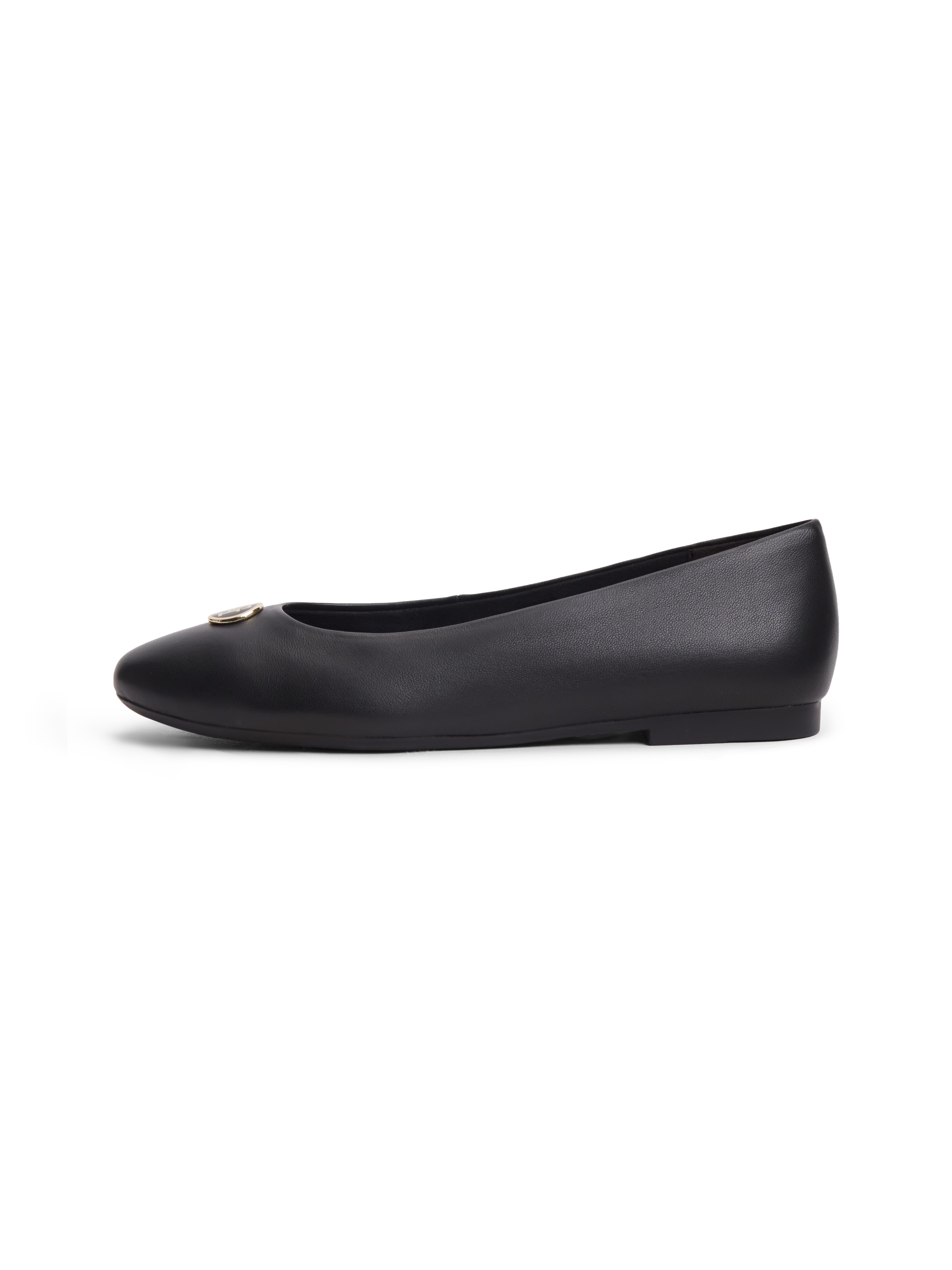 Tommy Hilfiger Ballerina »TH PLATE LEATHER BALLERINA«  Schlupfschuh, Businessschuh mit edlem Schmuckelement - schmale Form