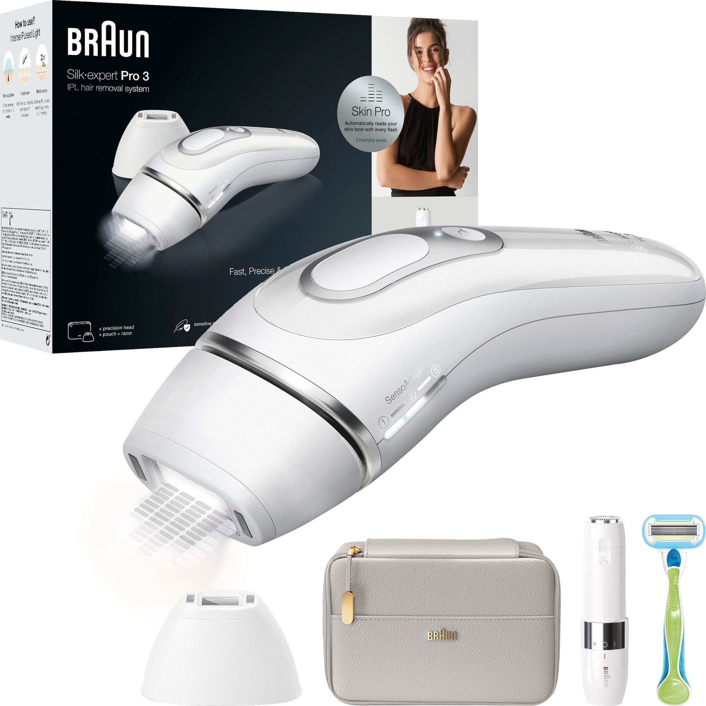 Braun IPL-Haarentferner »Silk-Expert Pro 3 PL3139«, 300.000 Lichtimpulse, Skin Pro-Technologie, 300.000 Lichtimpulse