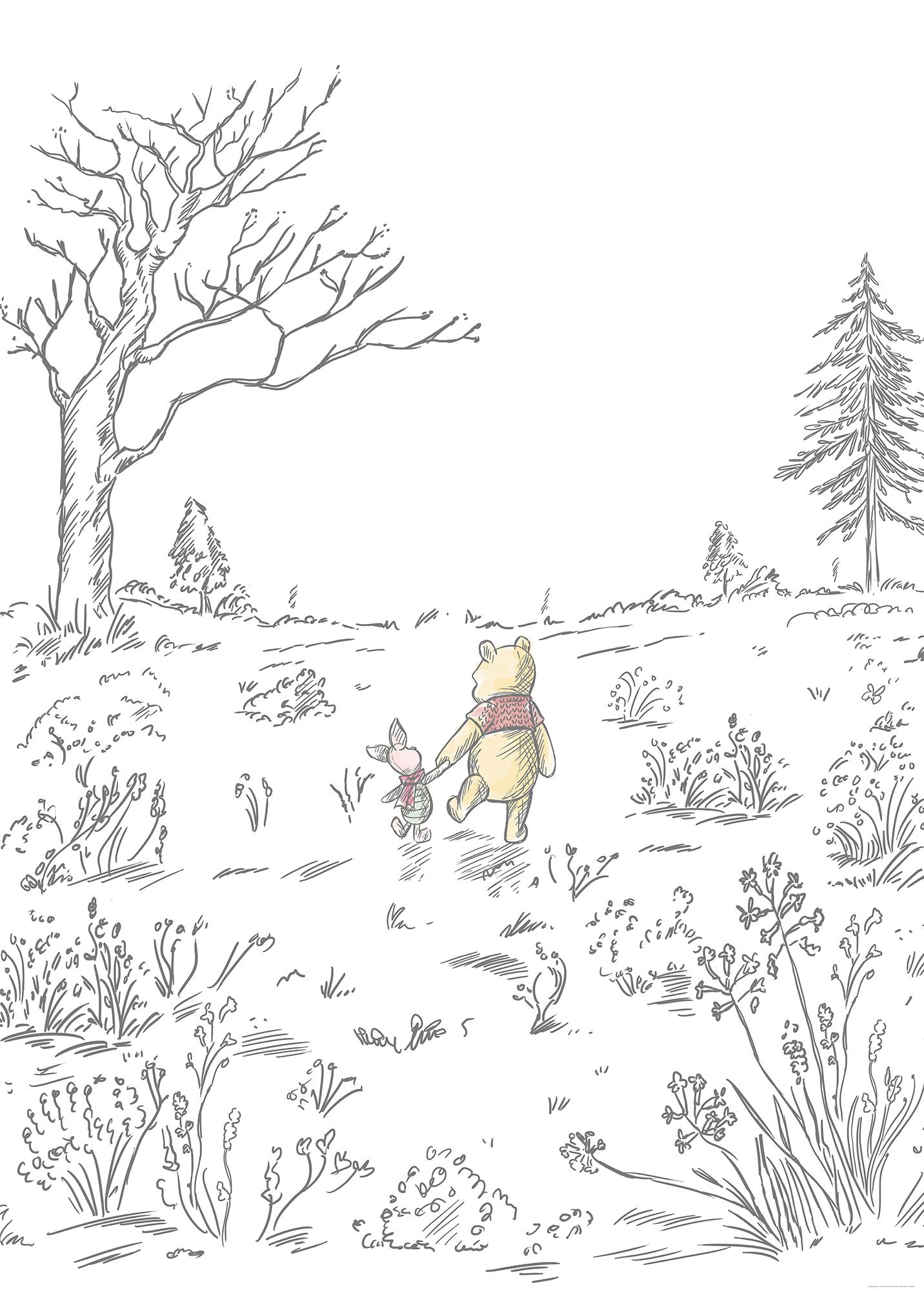 Image of Komar Vliestapete "Digitaldruck Vlies - Winnie the Pooh Walk - Grösse 200 x 280 cm" bedruckt glatt Kinderzimmer