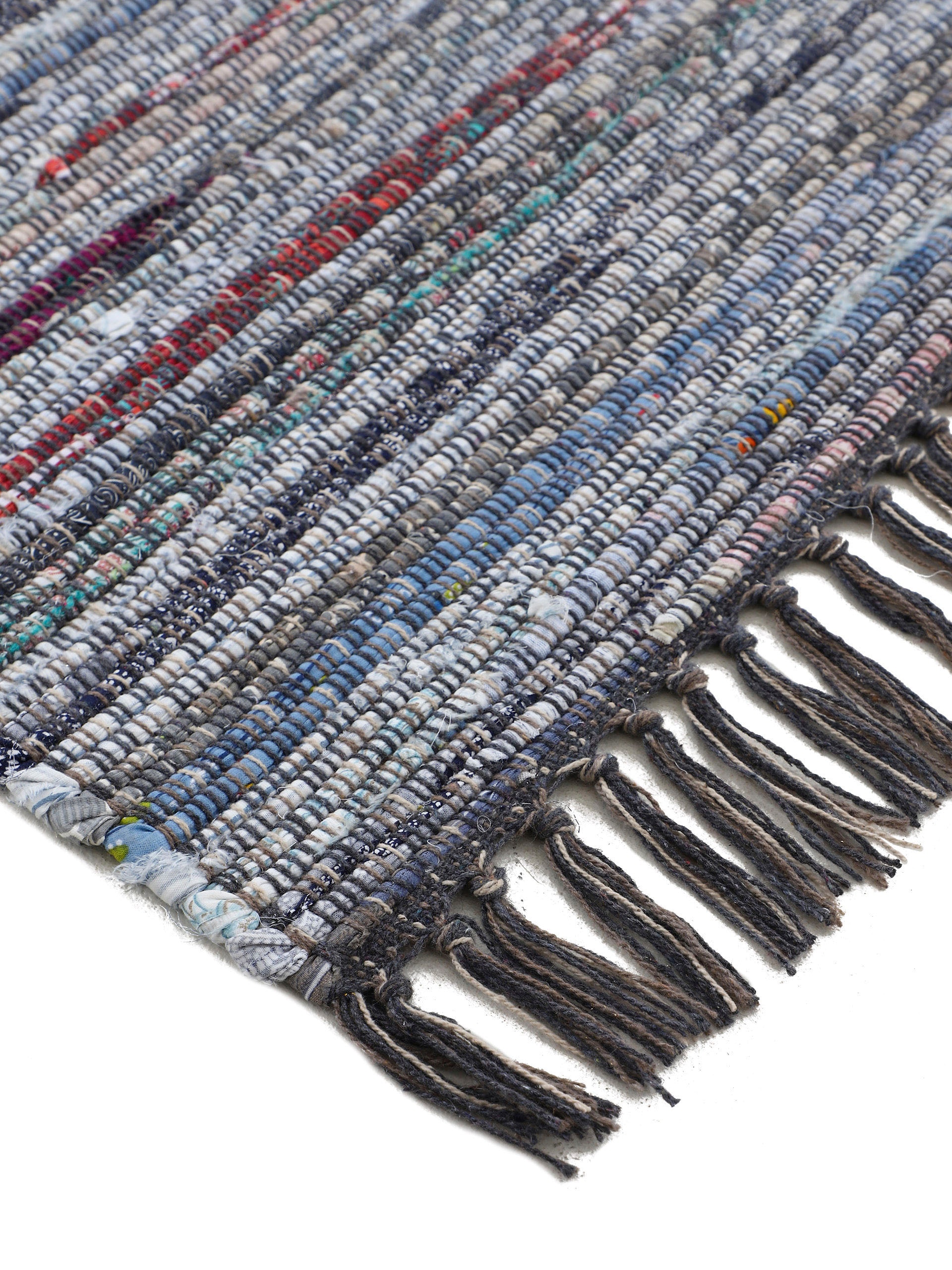 carpetfine Teppich »Kelim Chindi, Wendeteppich«, rechteckig, 6 mm Höhe, handgewebt, Fleckerlteppich mit Fransen, auch vielen in Läufergrössen