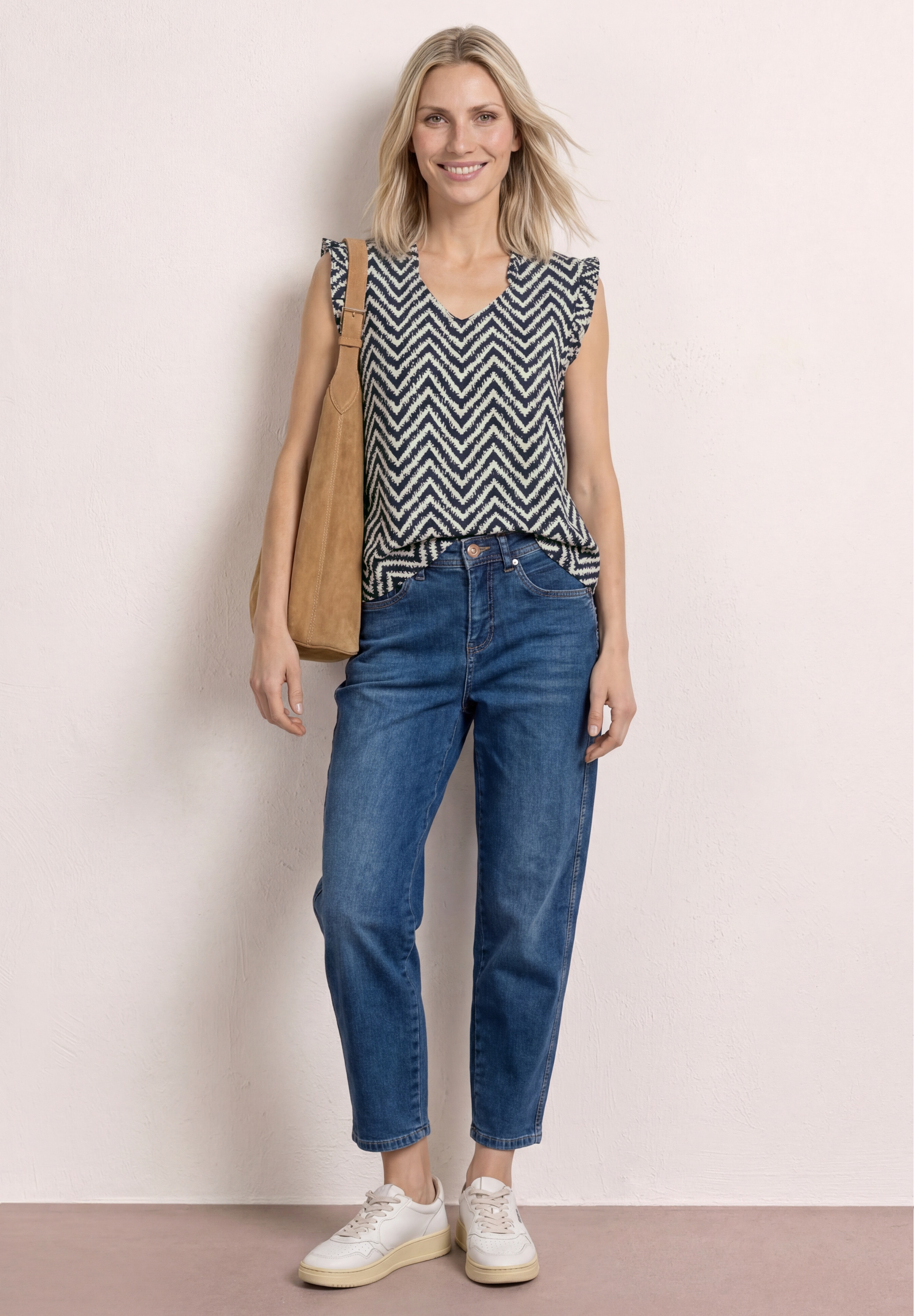 STREET ONE Top chemisier blouse d'été avec motif zigzag