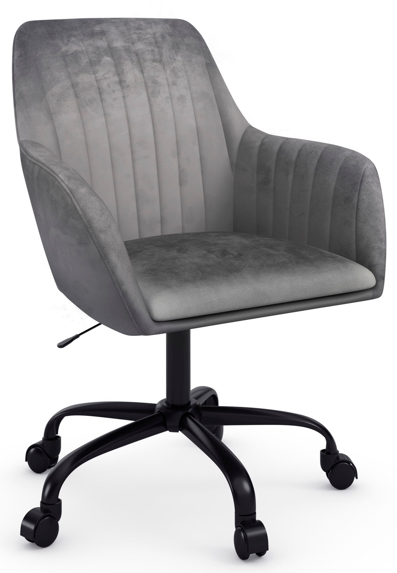 Image of GOODproduct Bürostuhl "Perry2" () eleganter Samtstuhl, schwarzes Drehkreuz,Polsterung in Längsnaht-Optik