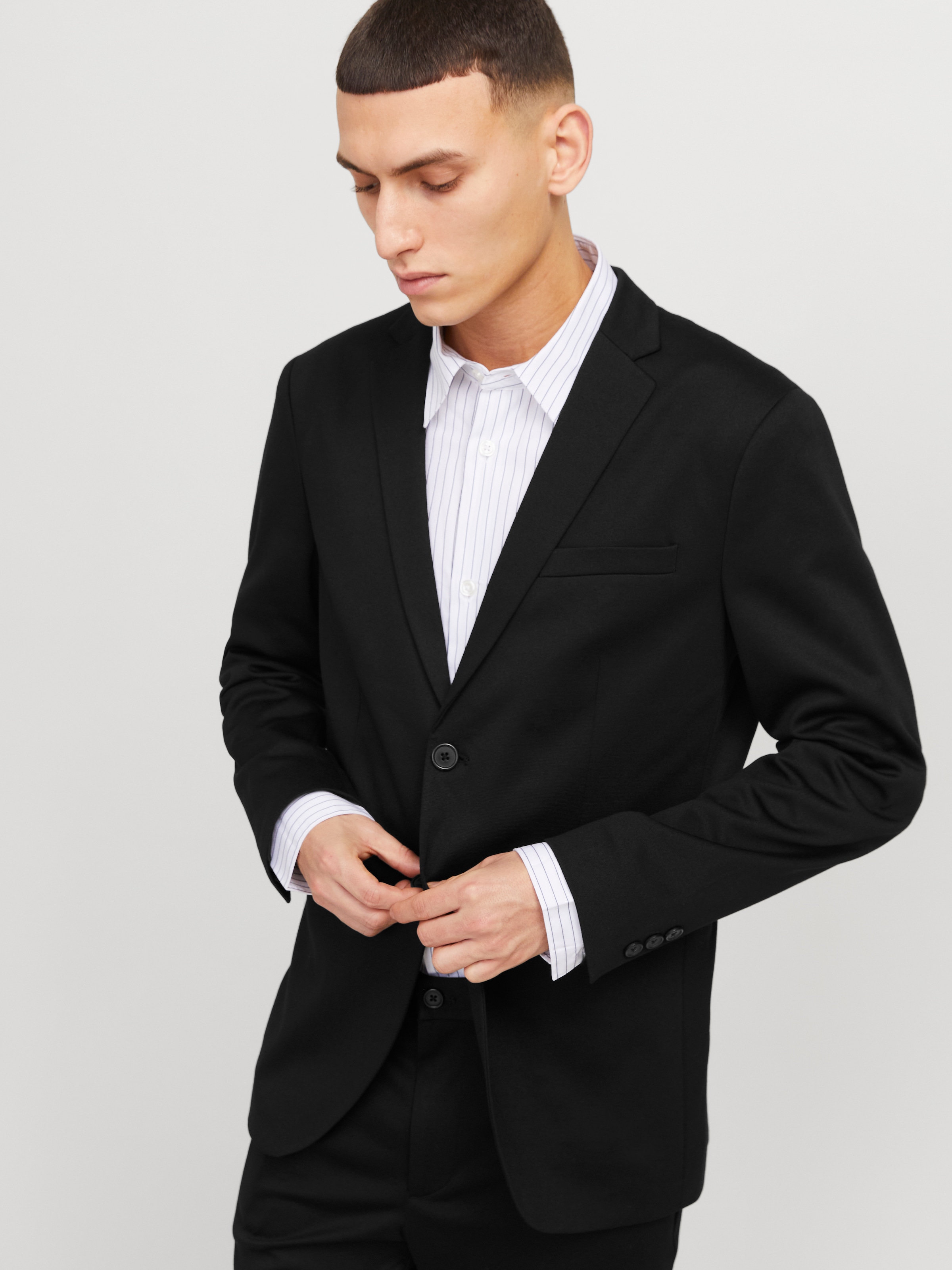 Image of Jack & Jones Sakko "JPRJAXON Jersey Blazer mit Stretch für stylischen Look" meliert, modisch, slim fit, Materialmix