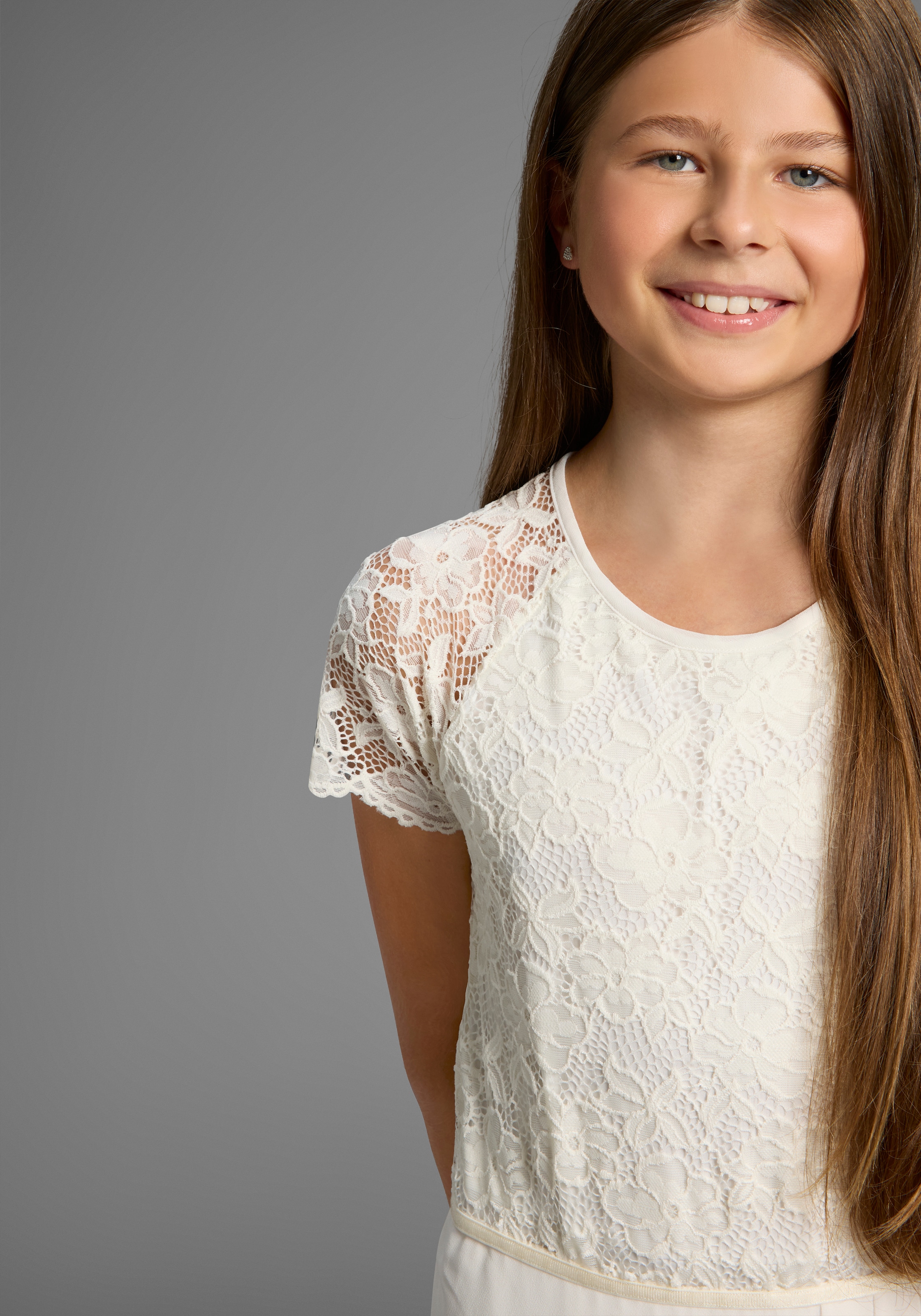 KIDSWORLD Robe en jersey »Festliches Kleid mit Spitze« Elegantes Kleid mit Spitze und Chiffon