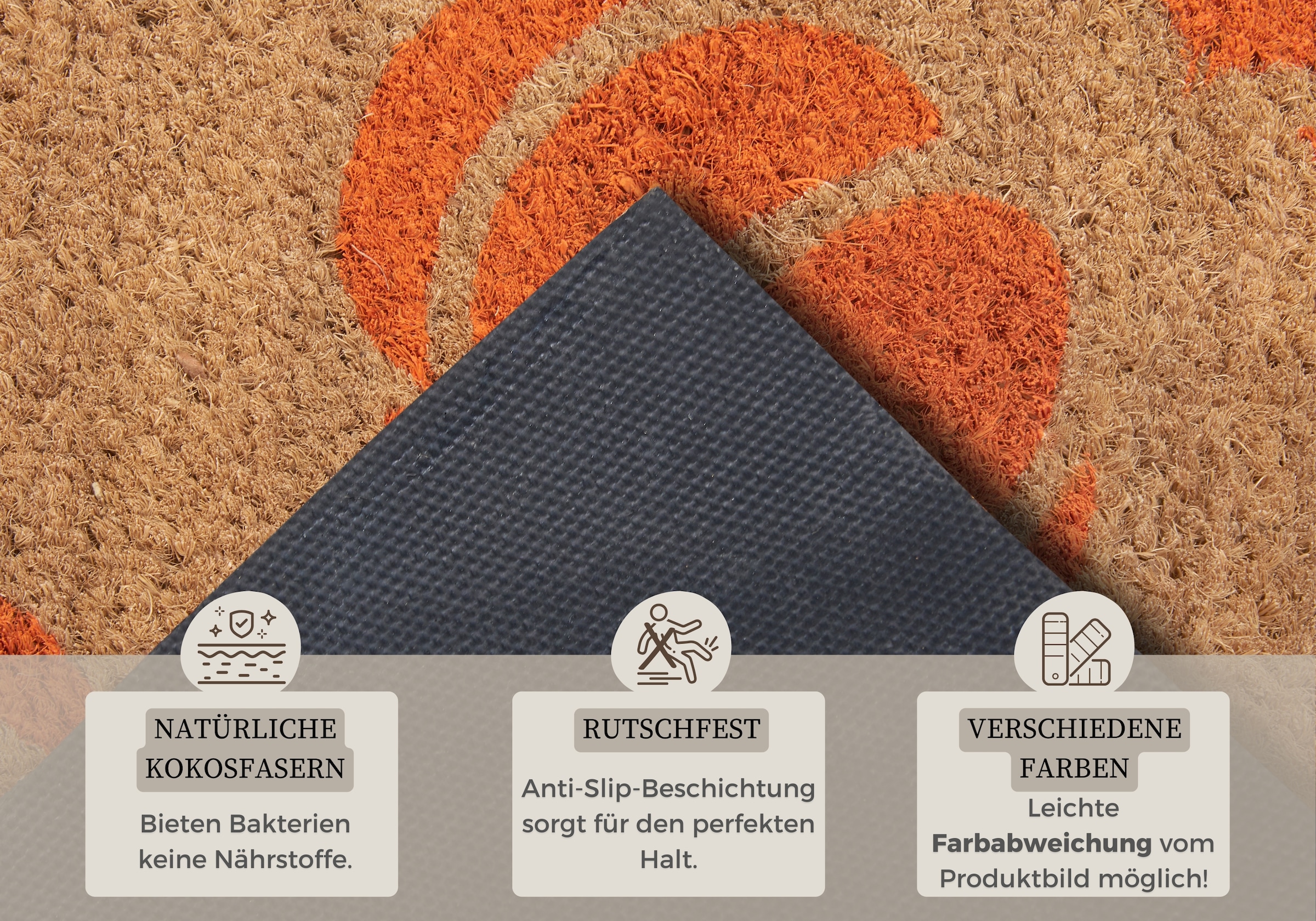 HANSE Home Fussmatte »Mix Mats Kokos Pumpkins, Türmatte«, rechteckig, 15 mm Höhe, Kokos, Schmutzfangmatte, Outdoor, Rutschfest, Innen, Kokosmatte, Flur