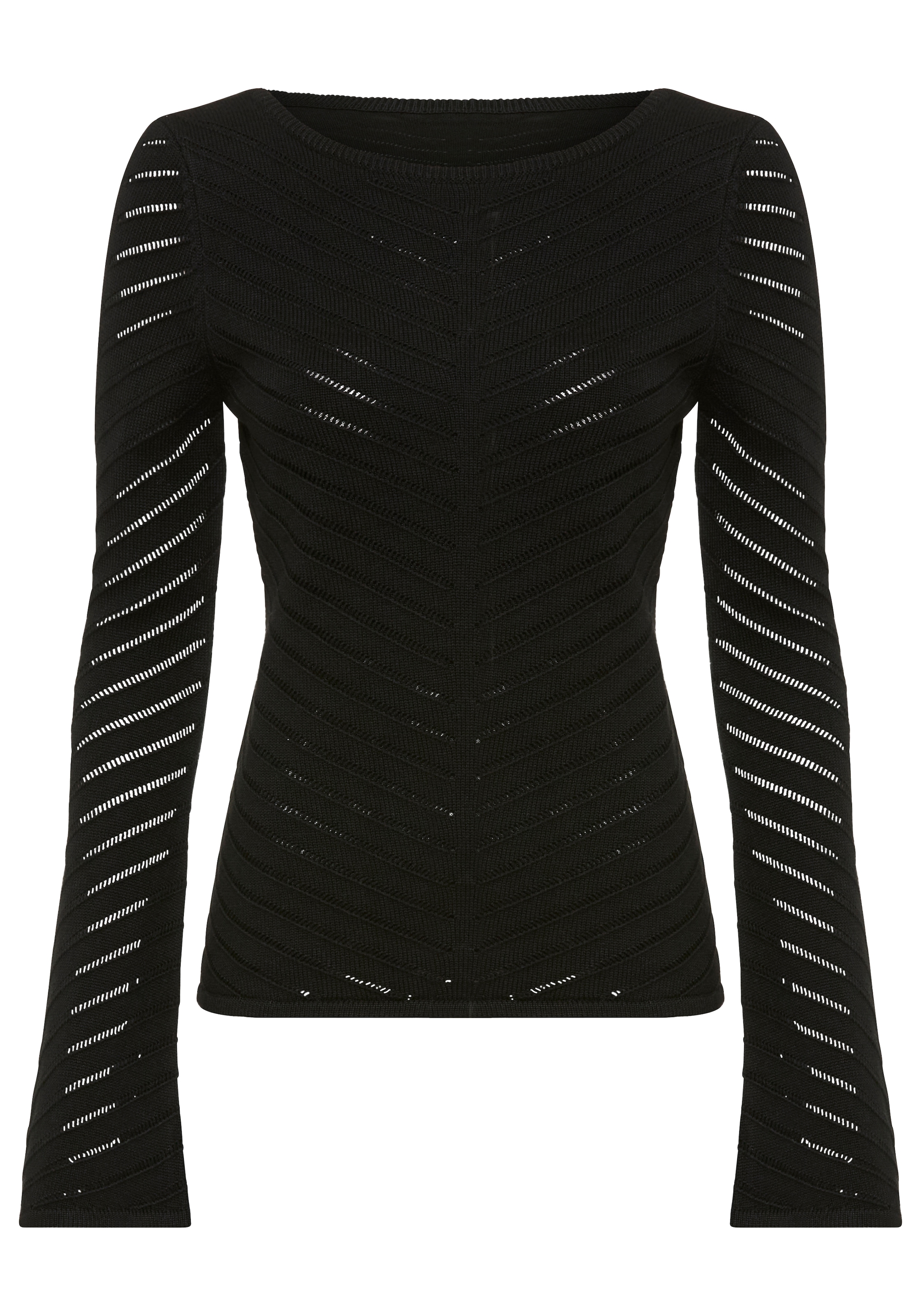 BOSS ORANGE Strickpullover »Falonina Premium Damenmode« mit feinem Lochstrickmuster in Zick-Zack Struktur