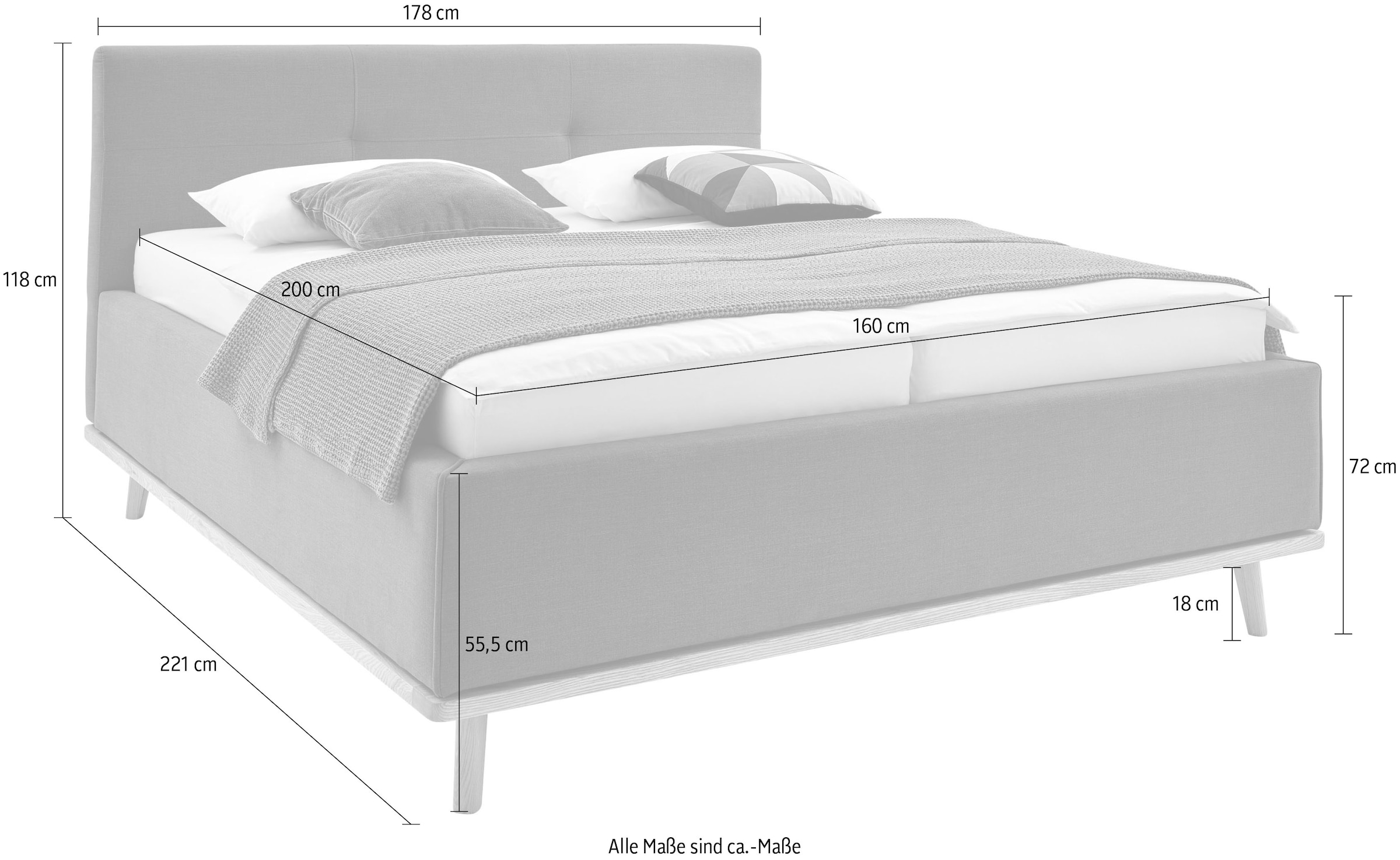 Musterring Polsterbett »Delphi« Eicherahmen massiv, Kopfteil mit Steppung