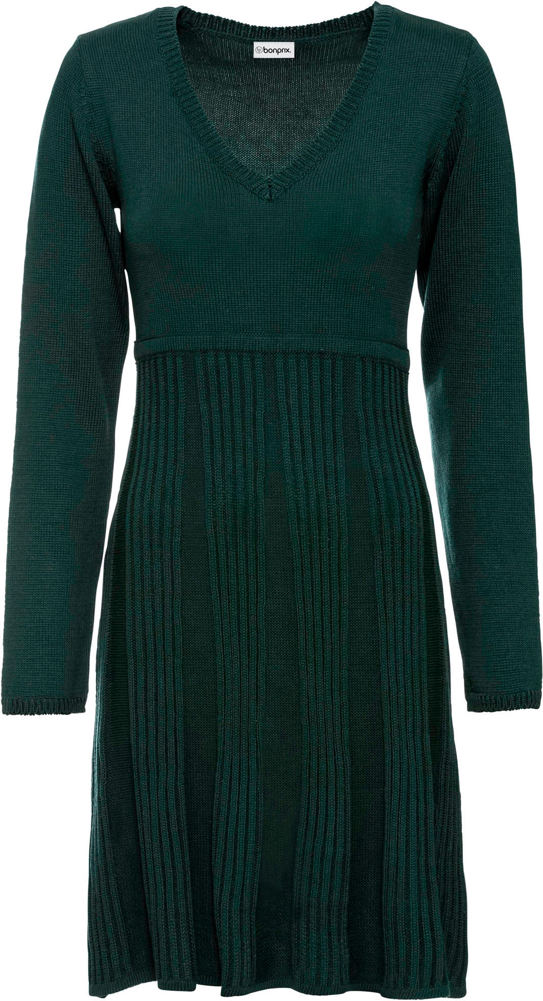 bonprix Robe en tricot für stilvollen Auftritt, aus Baumwolle und Polyacryl, mit Rippen-Mix