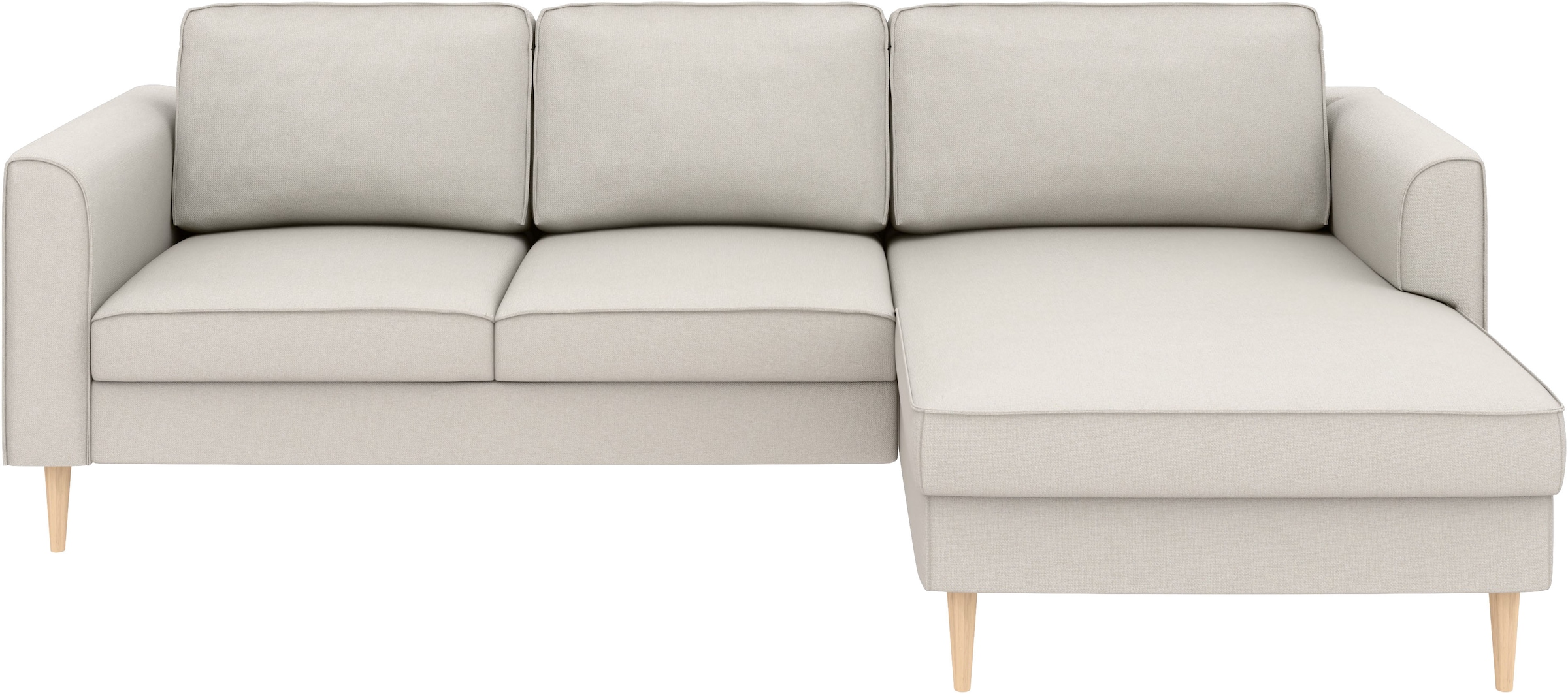 Home affaire Ecksofa »Booster, whlw. mit Schlaffunktion & Bettkasten, Fuss Buche lackiert« Recamiere beidseitig montierbar, L-Form, in Cord & Struktur, B: 232 cm
