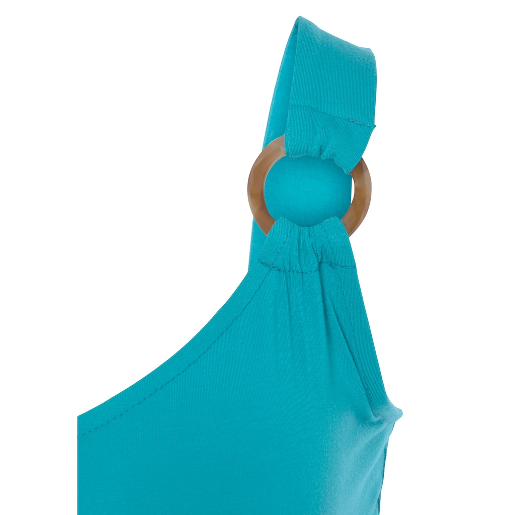 LASCANA Jerseykleid, mit Ringdetails an den Trägern, Strandkleid, Minikleid, Sommerkleid