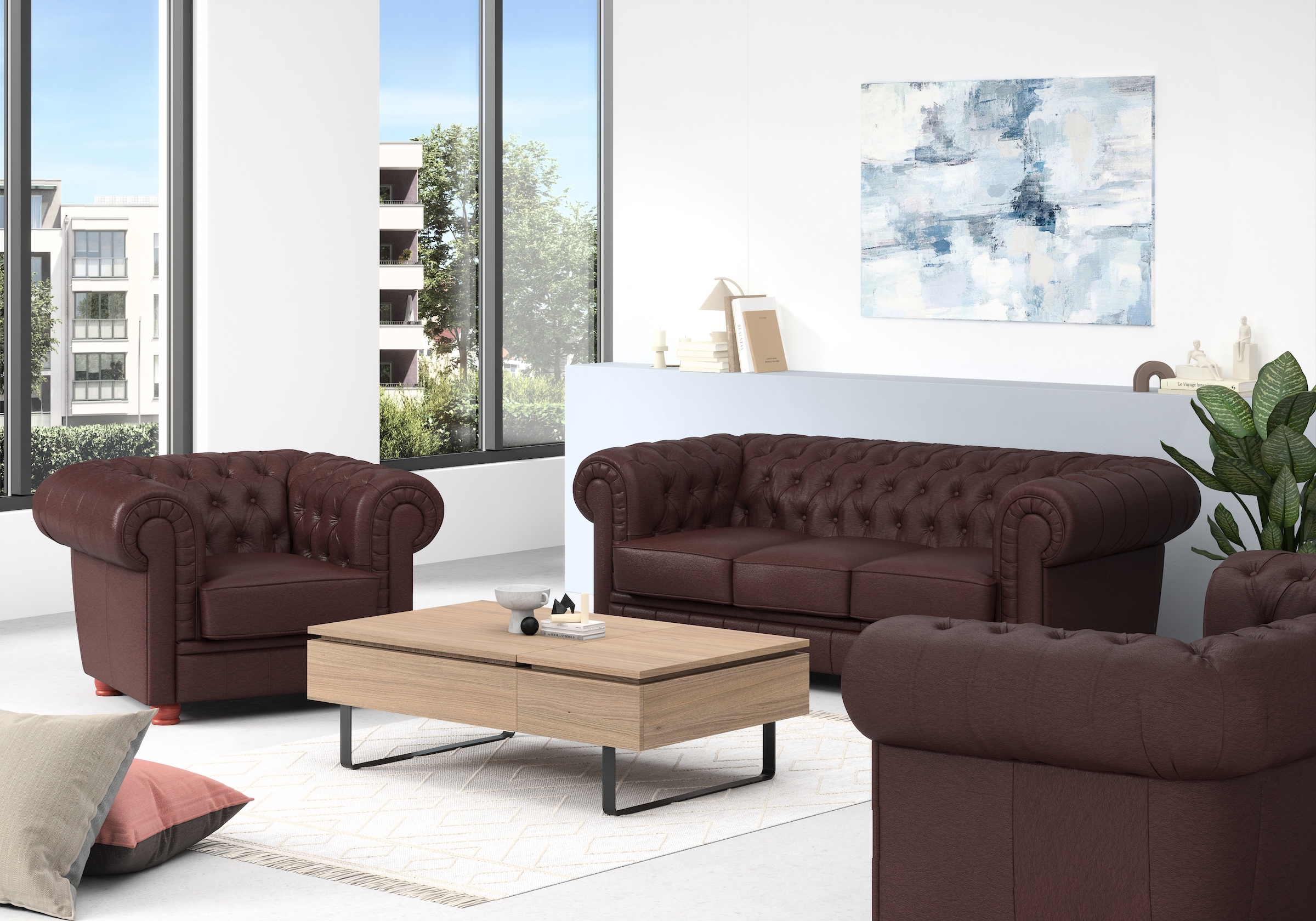 Max Winzer® Chesterfield-Sofa »Kent 2-Sitzer, edel und bequem, hochwertige Detailverarbeitung«, mit aufwendiger Knopfheftung, komfortable Armlehne, Breite 175 cm