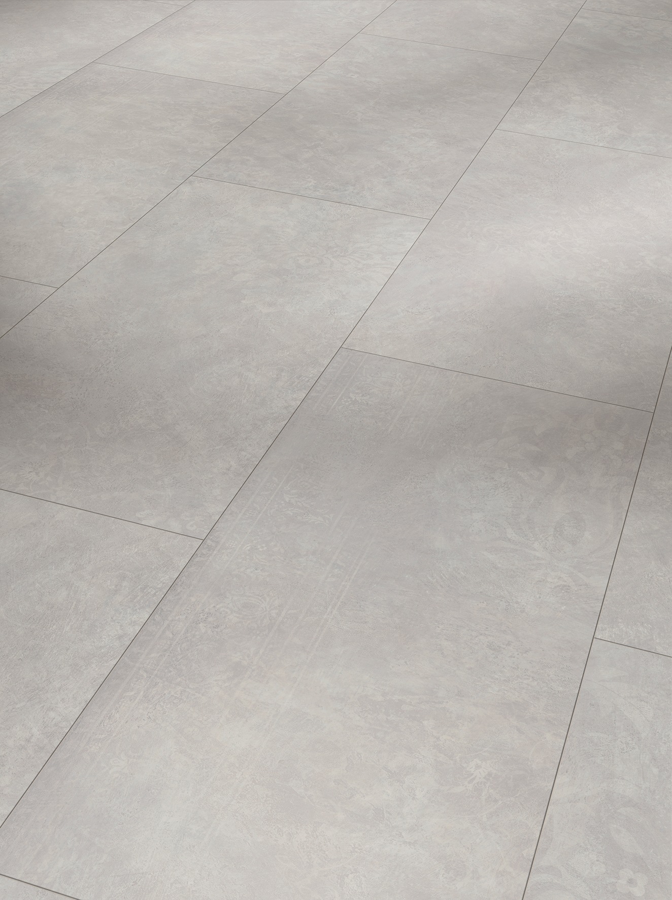 Image of PARADOR Laminat »Trendtime 5 Grossfliese Beton Ornament hellgrau«, (Set), Steinstruktur, Verlegefläche: 1,71 m², matt, für Fussbodenheizung geeignet bei Ackermann Versand Schweiz