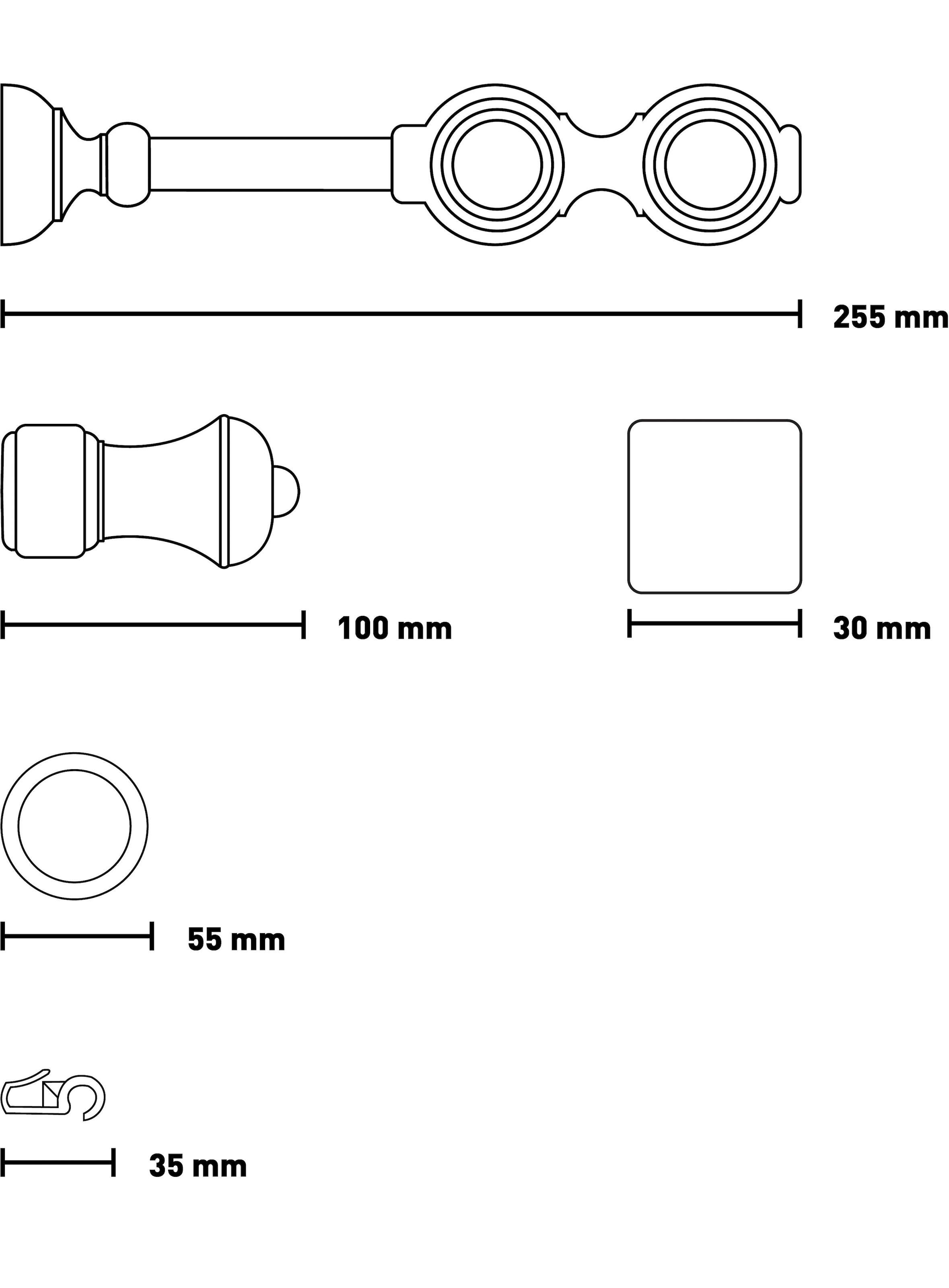 SN DECO GROUP Tringle à rideaux »Ares« 2 läufig-läufig Fixmass 28 mm, Holz, verschiedene Längen und Farben, Komplettset