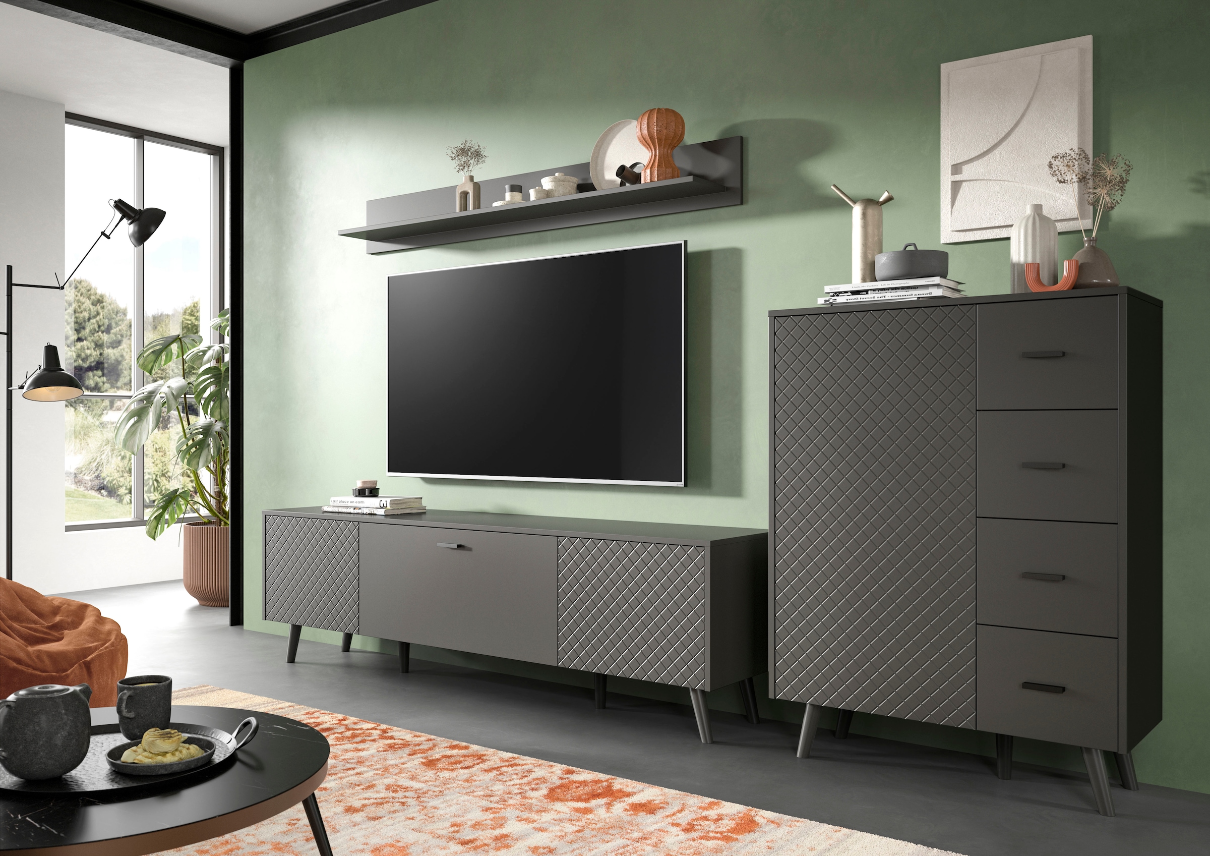 Home affaire Tableau mural »RHOMBUS, Breite 160 cm« 1 cuis tlg. Wandregal, Wandboard, Wohnzimer, Esszimmer