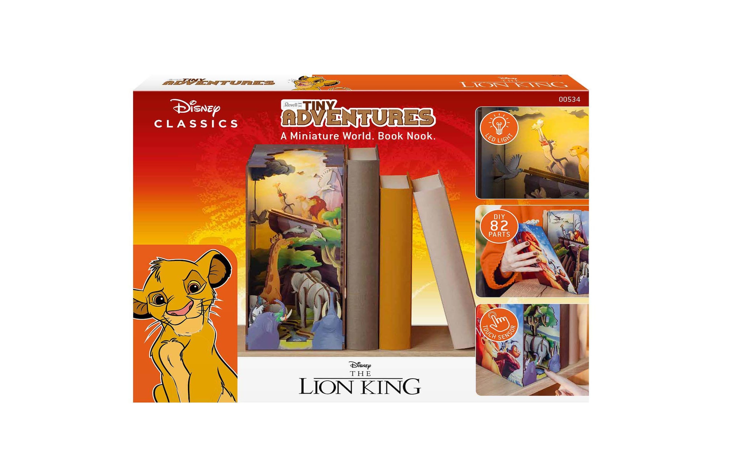 Revell® Modellbausatz »Book Nook, Tiny Adventures Disney König der Löwen« Buchstütze; mit LED-Beleuchtung