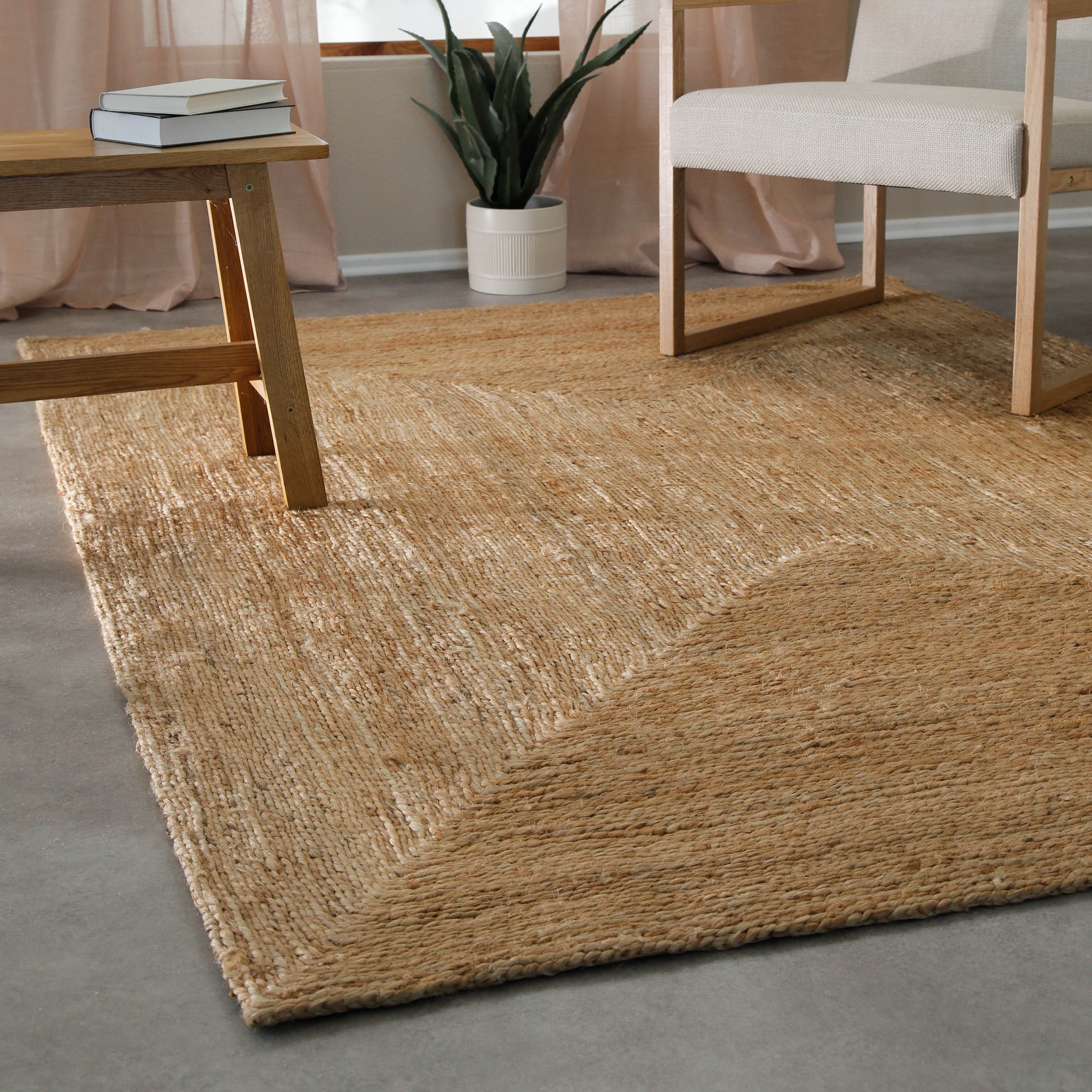 Image of Green Looop Teppich "Collins" rechteckig 12 mm Höhe handgewebt, robust, strapazierfähig, Jute, Natur, Wohnzimmer