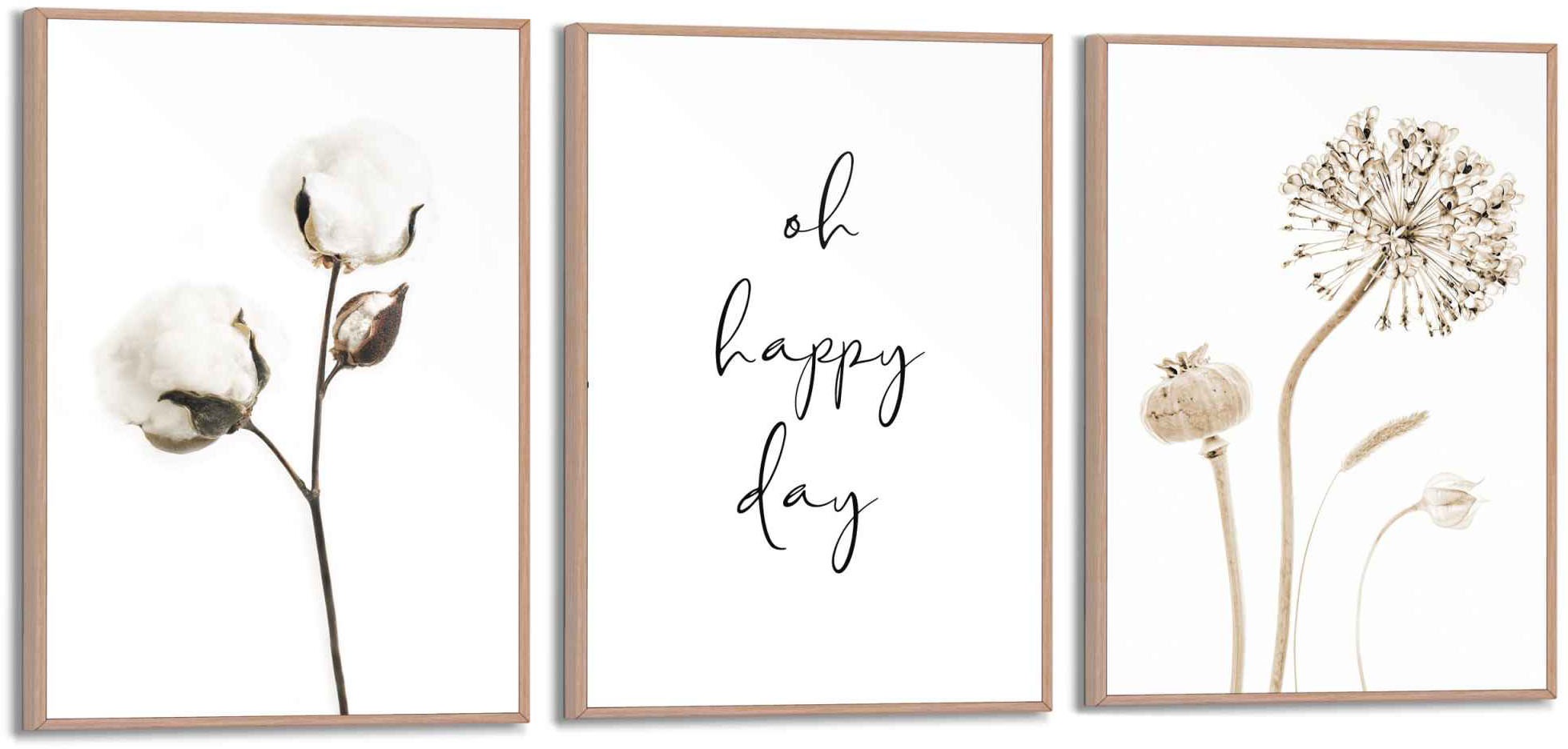 Image of Reinders! Wandbild »Schönen Tag Klatschmohn - Allium - Trockenblum - Baumwollzweig«, (3 St.) bei Ackermann Versand Schweiz