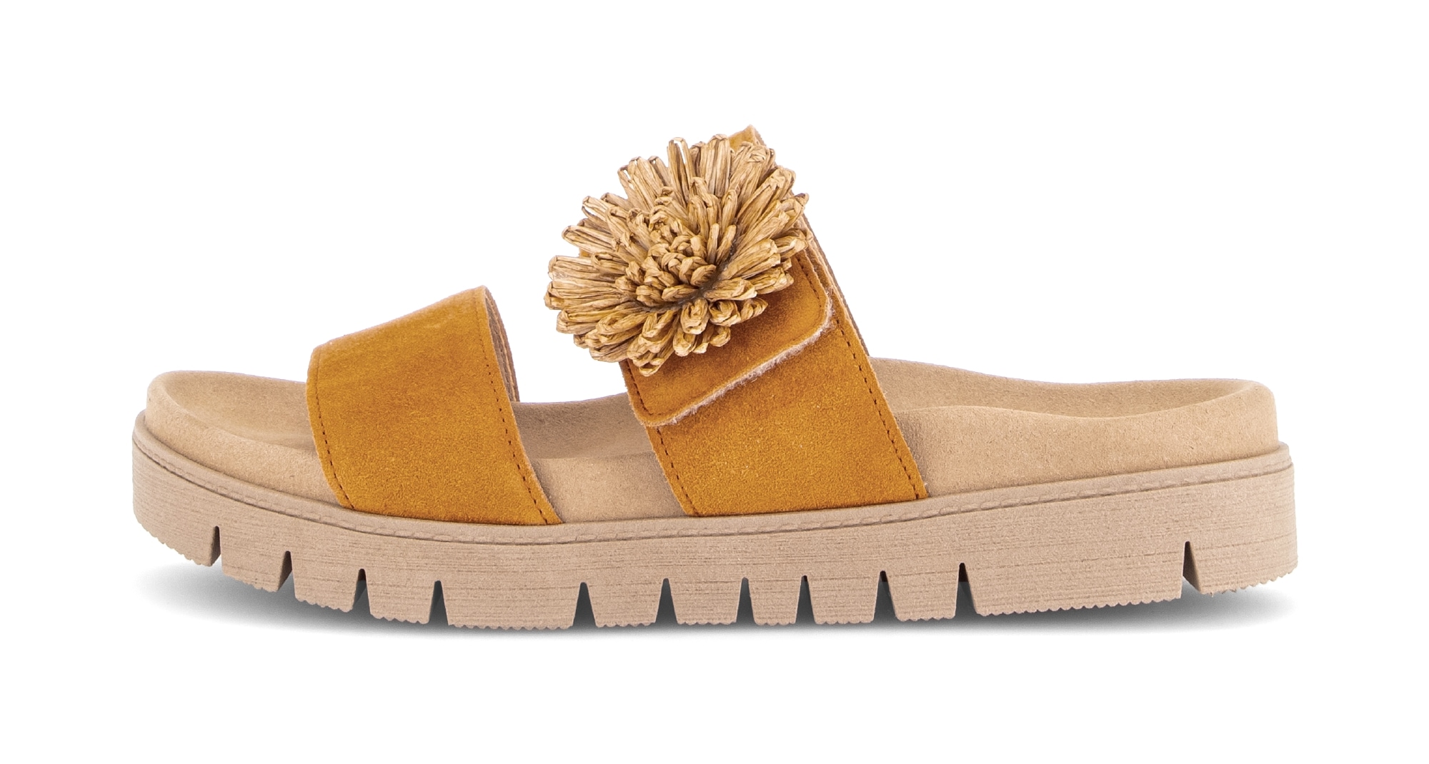 Gabor Pantolette  Plateau, Sommerschuh, Schlupfschuh mit Bast-Zierblüte